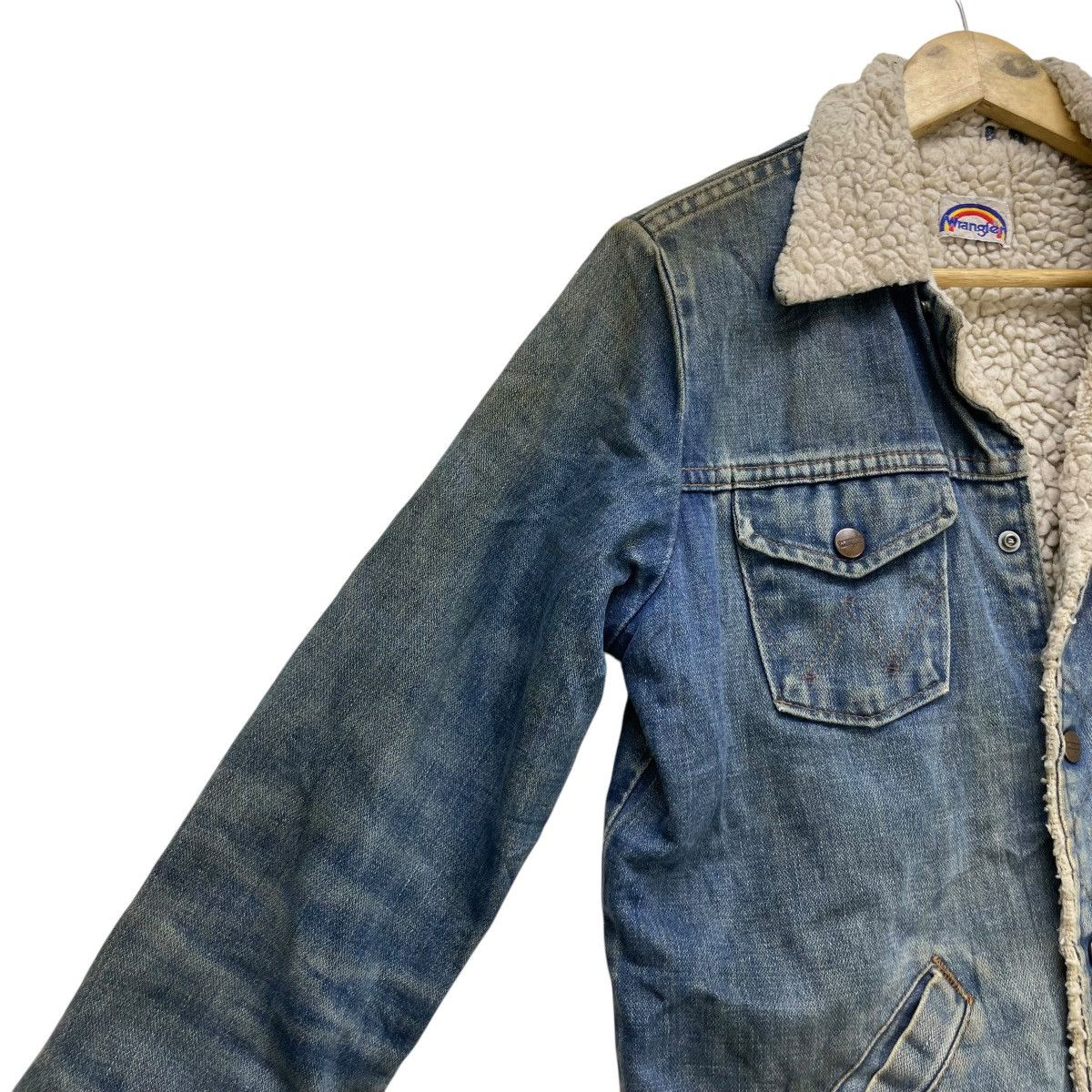 Indigo 🗣️Vintage Distressed Wrangler Shearling Denim Warm Jacket Size M / US 6-8 / IT 42-44 - 8 Thumbnail