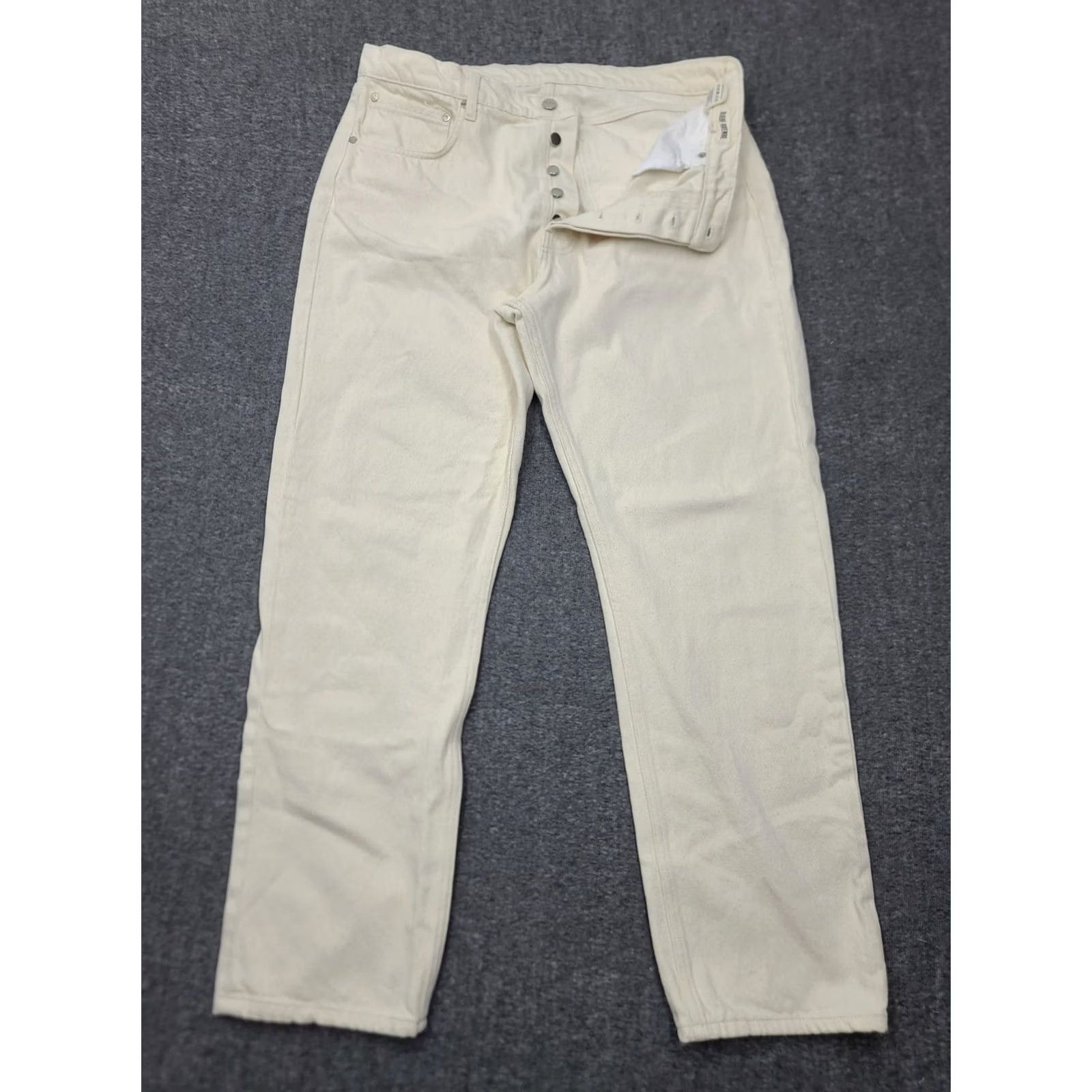 Vintage Djerf Avenue Jeans Cream White Organic Cotton Button Fly Straight Leg 31 Womens Regular Size 31 Inseam 30 Relaxed Vintage No Pattern Solid Size 24" / US 00 / IT 34 - 2 Thumbnail