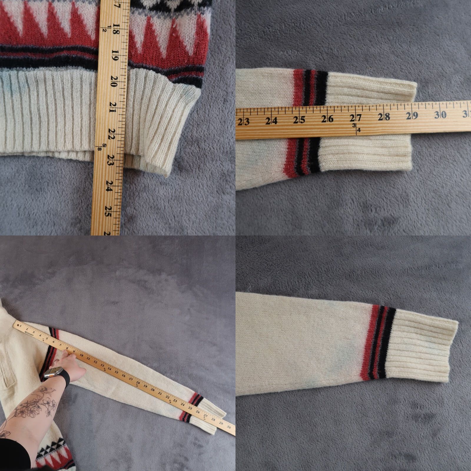 Vintage VINTAGE 1970s Mr Jump Sweater Pullover Size 3 Ivory Wool Blend Aztec Womens Size XS / US 0-2 / IT 36-38 - 8 Thumbnail