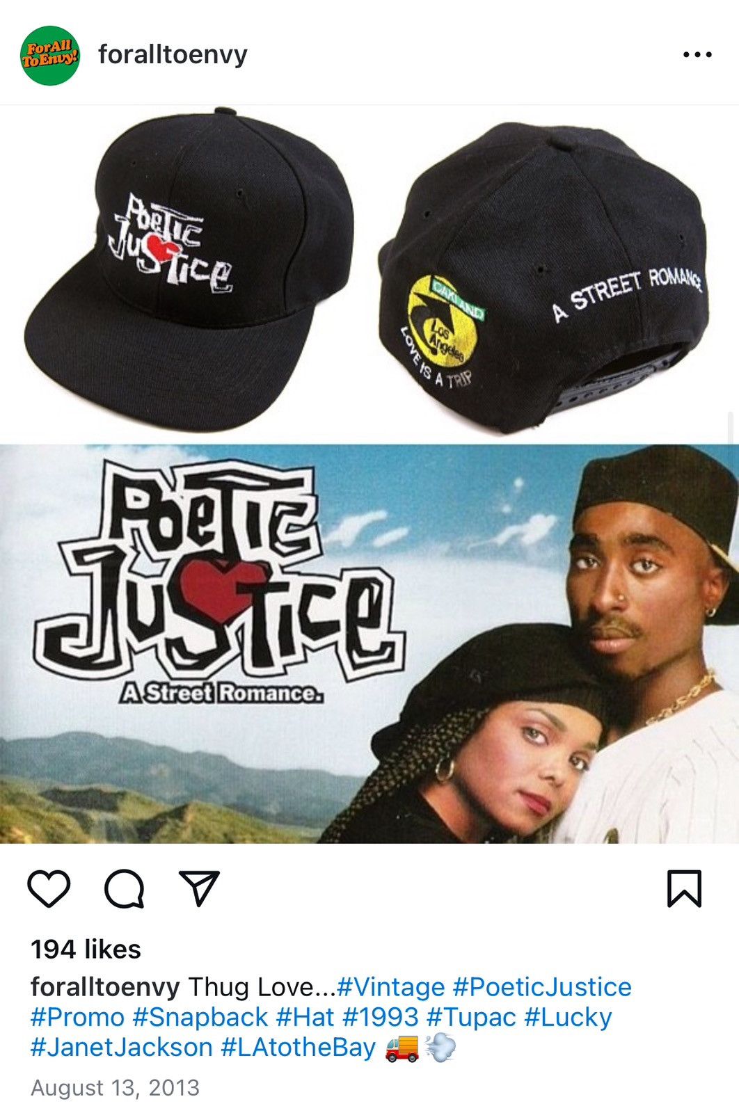 Vintage Rare vintage 90s Poetic Justice Tupac Shakur 2pac Movie Hat Size ONE SIZE - 2 Thumbnail