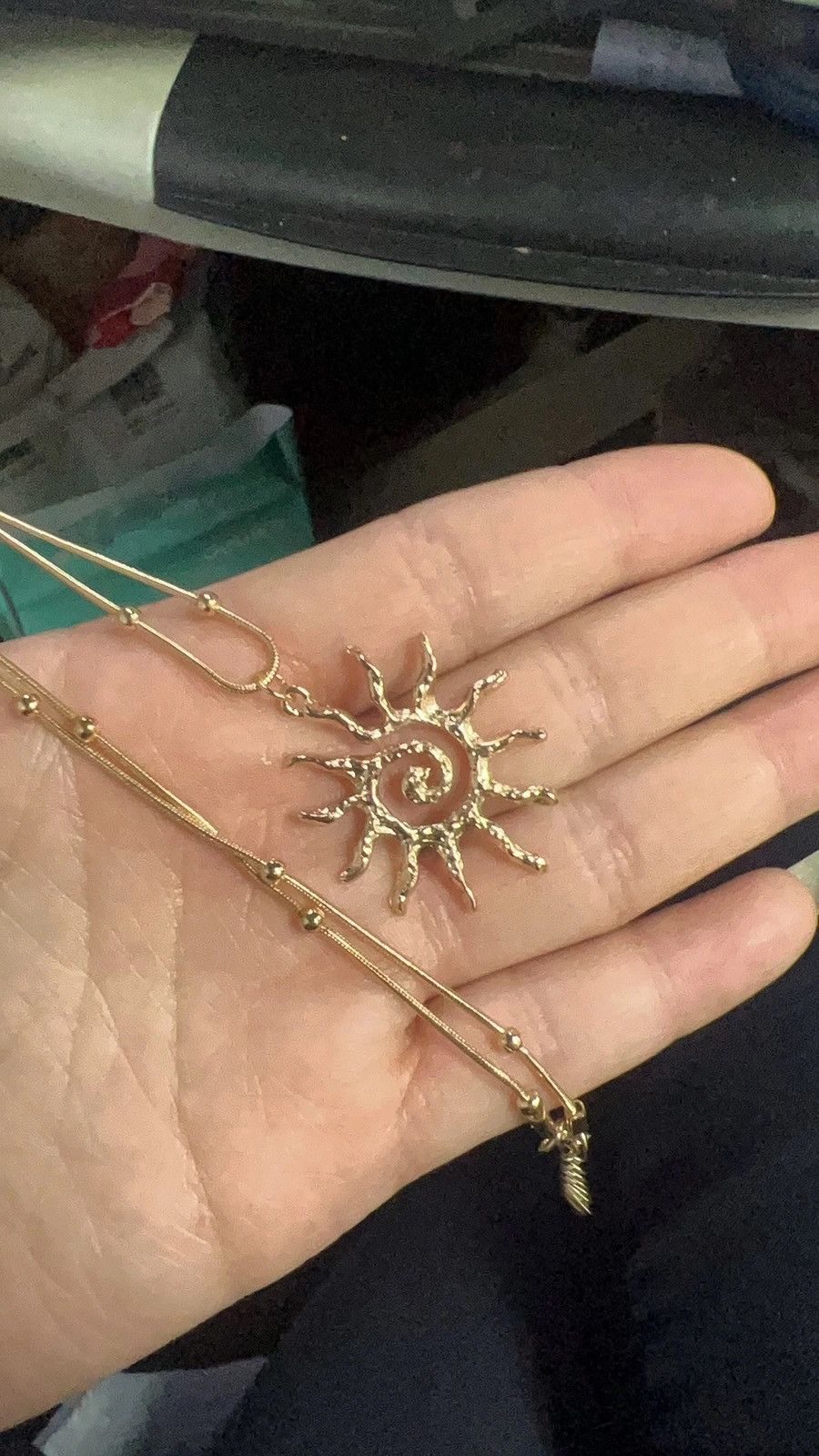 Other Gold Hollow Spiral Sun Pendant Necklace Size ONE SIZE - 4 Thumbnail