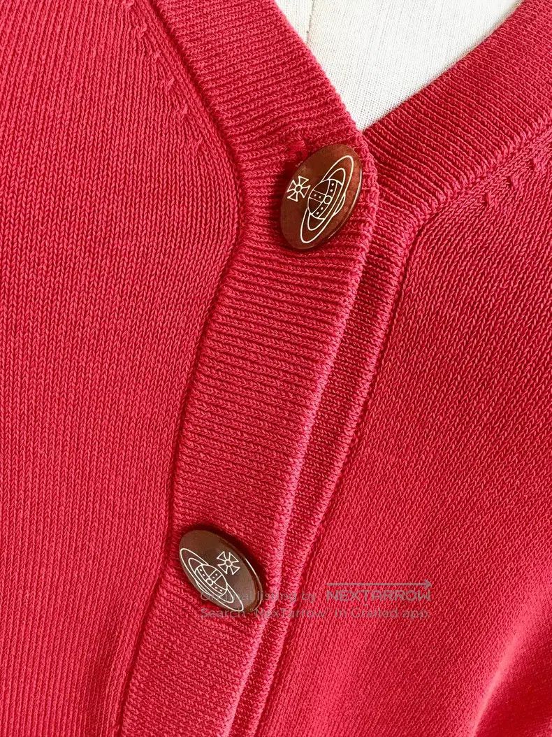 Vivienne Westwood Vivienne Westwood Red V-Neck Knit Sweater Size L / US 10 / IT 46 - 3 Thumbnail