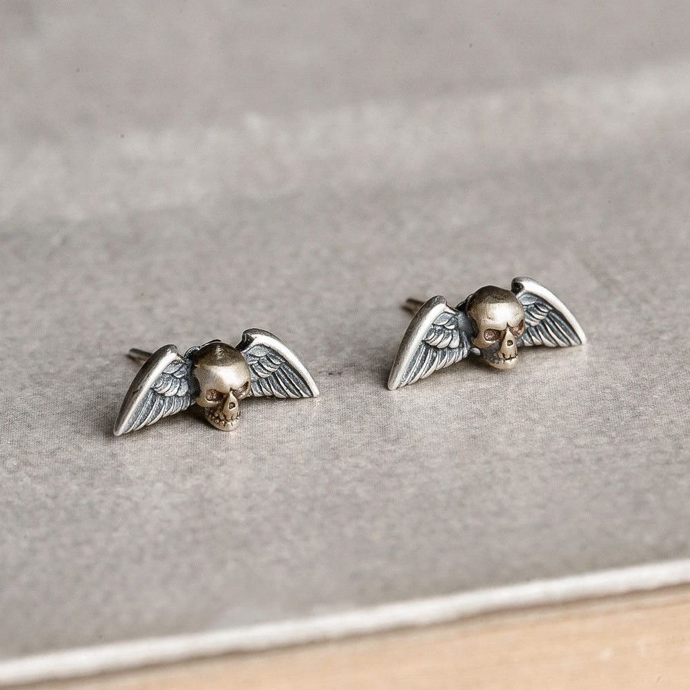 Jewelry Skull Modern Earrings One Pairs Chrome Jewelry Size ONE SIZE - 1 Thumbnail