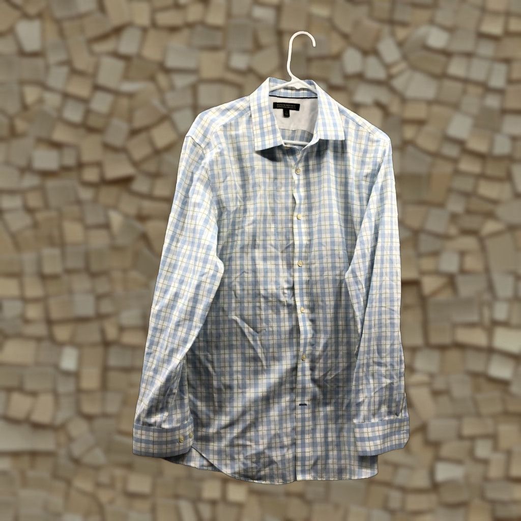 Banana Republic Banana Republic Shirt L Mens Blue Plaid Long Sleeve Spread Collar Button-Up Shirt Size US L / EU 52-54 / 3 - 1 Thumbnail