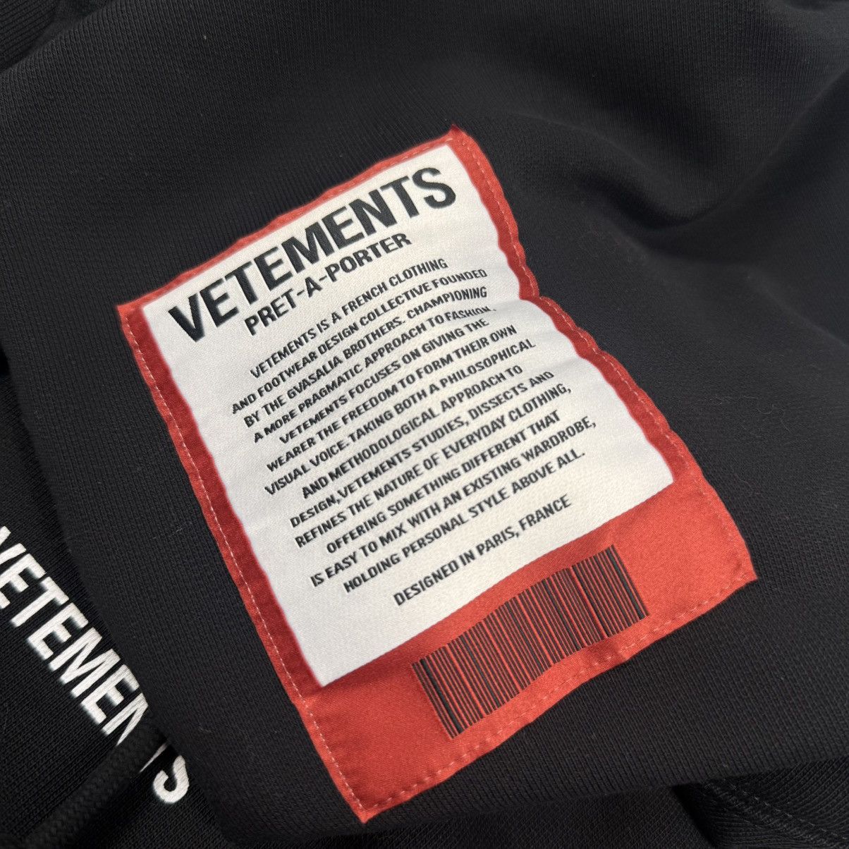 Vetements Vetements Pret-A-Porter Logo Oversized ‘Black’ Hoodie Size US S / EU 44-46 / 1 - 5 Thumbnail