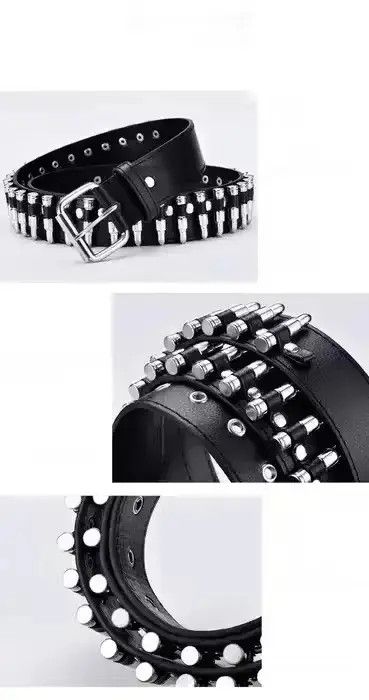 Jewelry Leather Wide Buckle Punk Rock Ammo Belt Size ONE SIZE - 4 Thumbnail