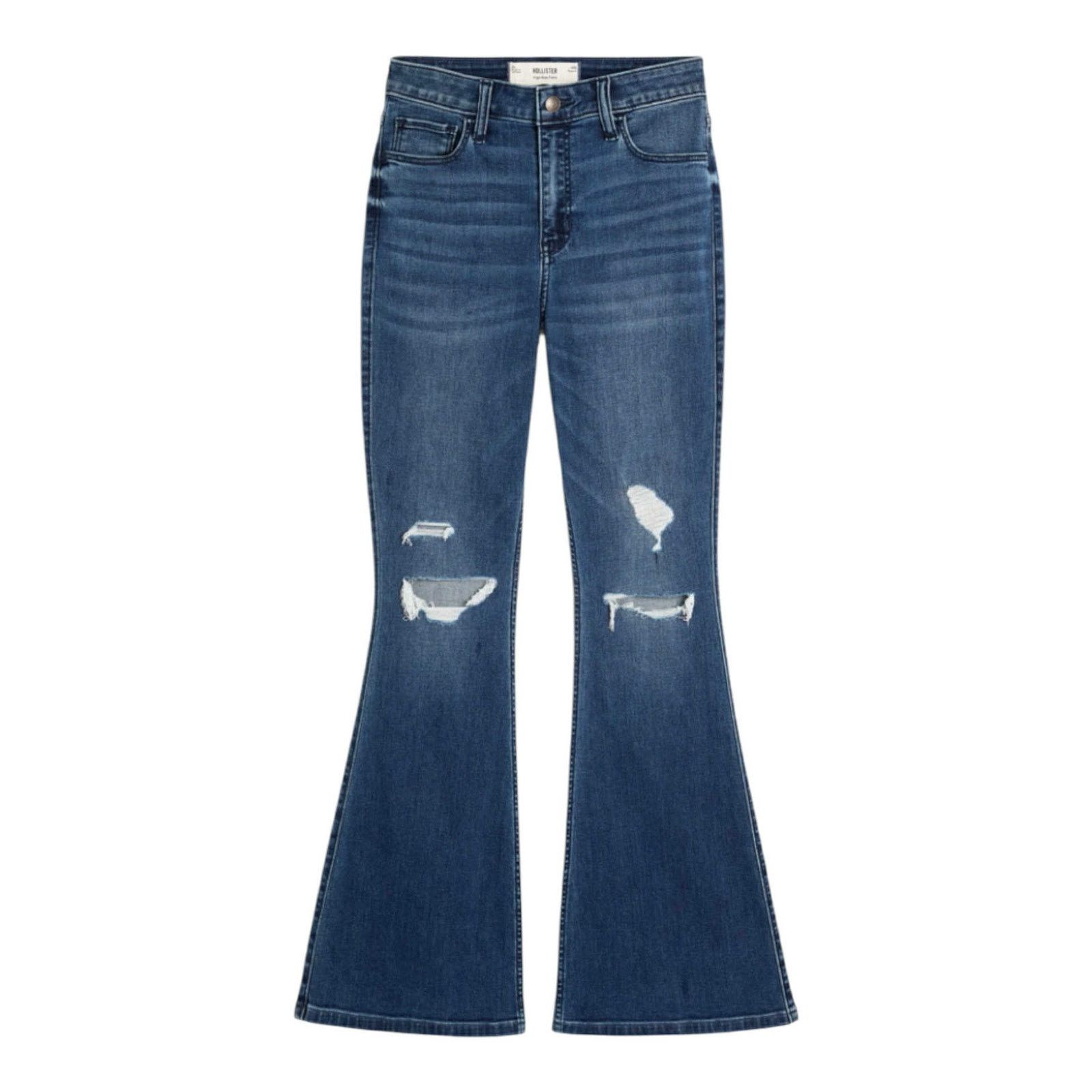 Hollister NEW Hollister High-Rise Ripped Flare Jeans Sz 0 (USA 25) Size 25" / US 0 / IT 36 - 1 Thumbnail