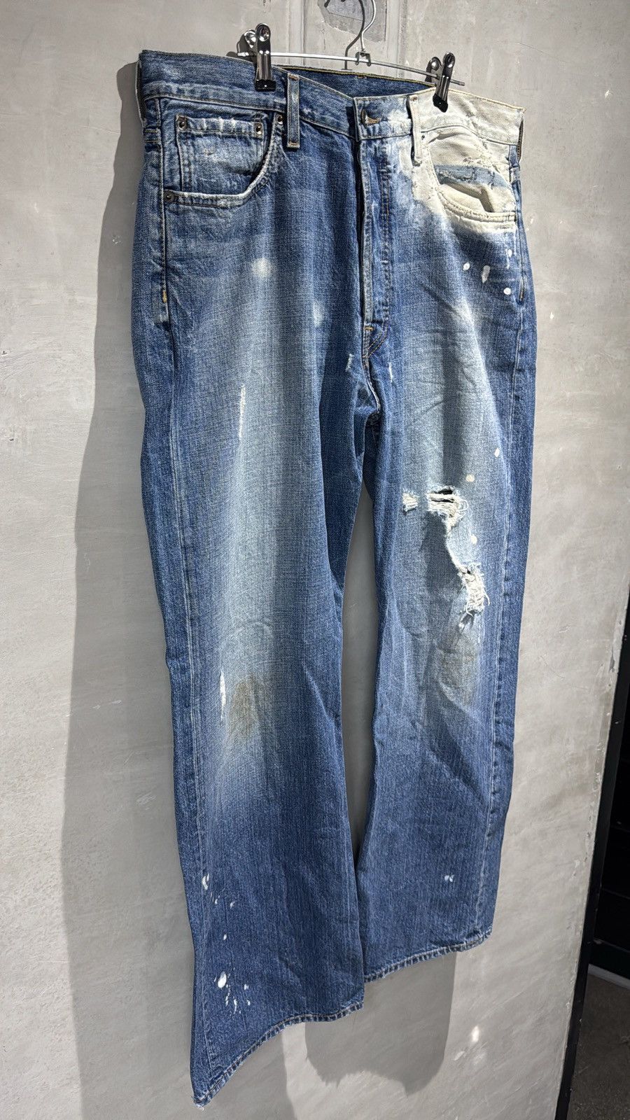 Ruehl No. 925 Ruehl 925 Distressed Boot Cut Paint Splatter Denim Jeans Size US 35 - 19 Thumbnail