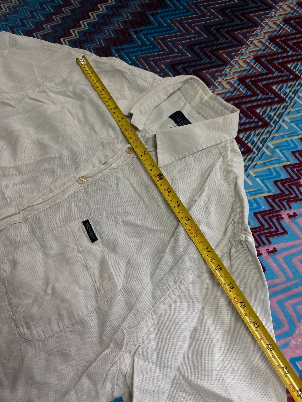 Valentino × Vintage Vintage Valentino Light Blue Pocket Logo Button Up Shirt Size US XL / EU 56 / 4 - 9 Thumbnail