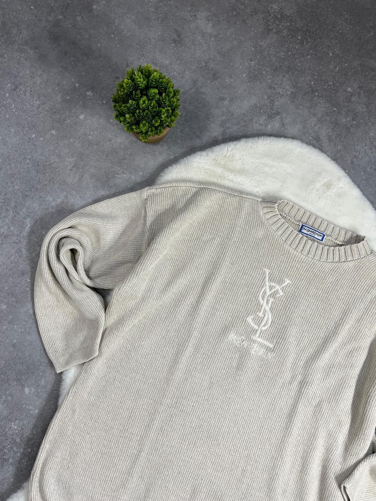 Vintage × Yves Saint Laurent Yves Saint Laurent Big Logo Jumper Vintage 90s Made in U.K. Size US M / EU 48-50 / 2 - 1 Thumbnail
