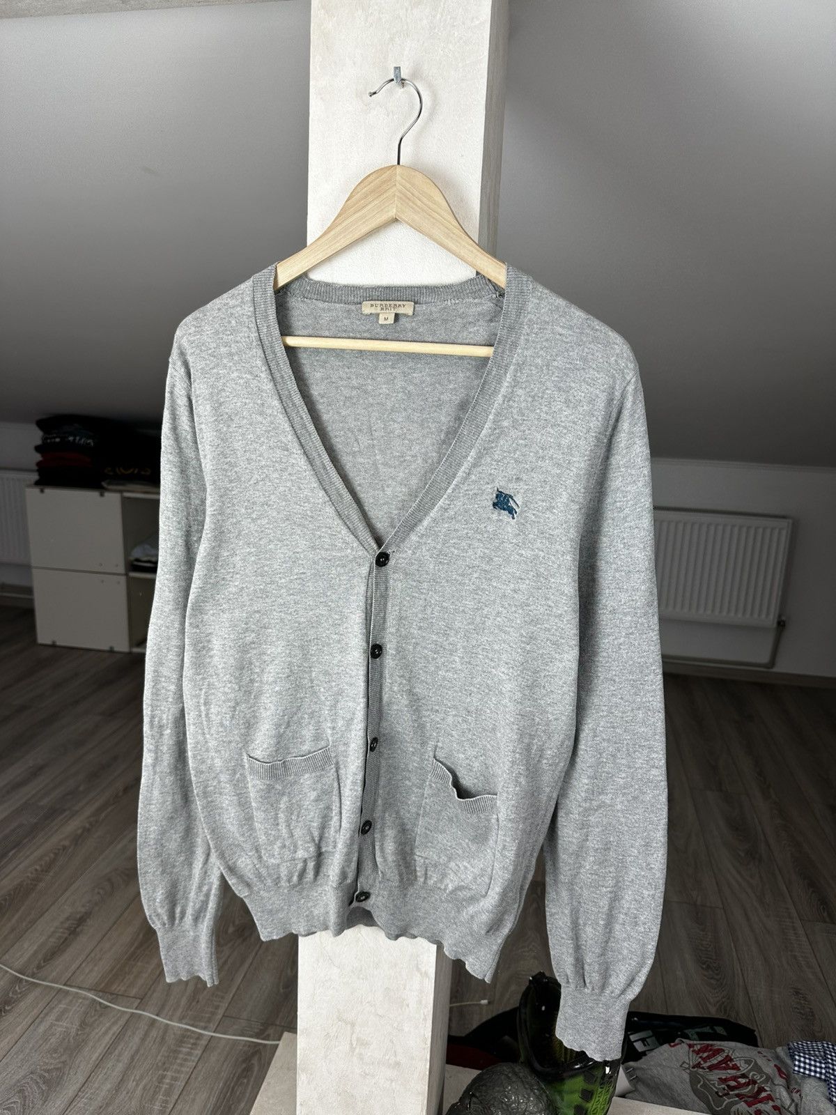 Burberry Burberry Gray Cardigan Mini Logo Bottom Size US M / EU 48-50 / 2 - 1 Thumbnail