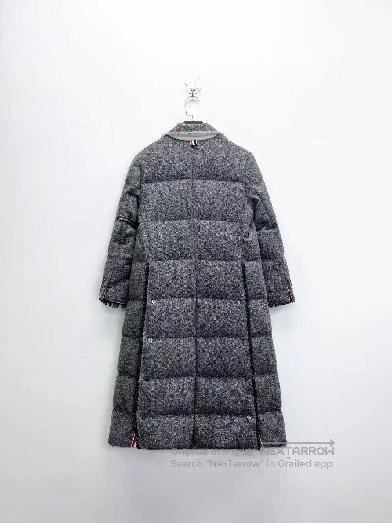 Thom Browne Thom Browne Gray Striped Long Down Coat. Size US XS / EU 42 / 0 - 2 Thumbnail