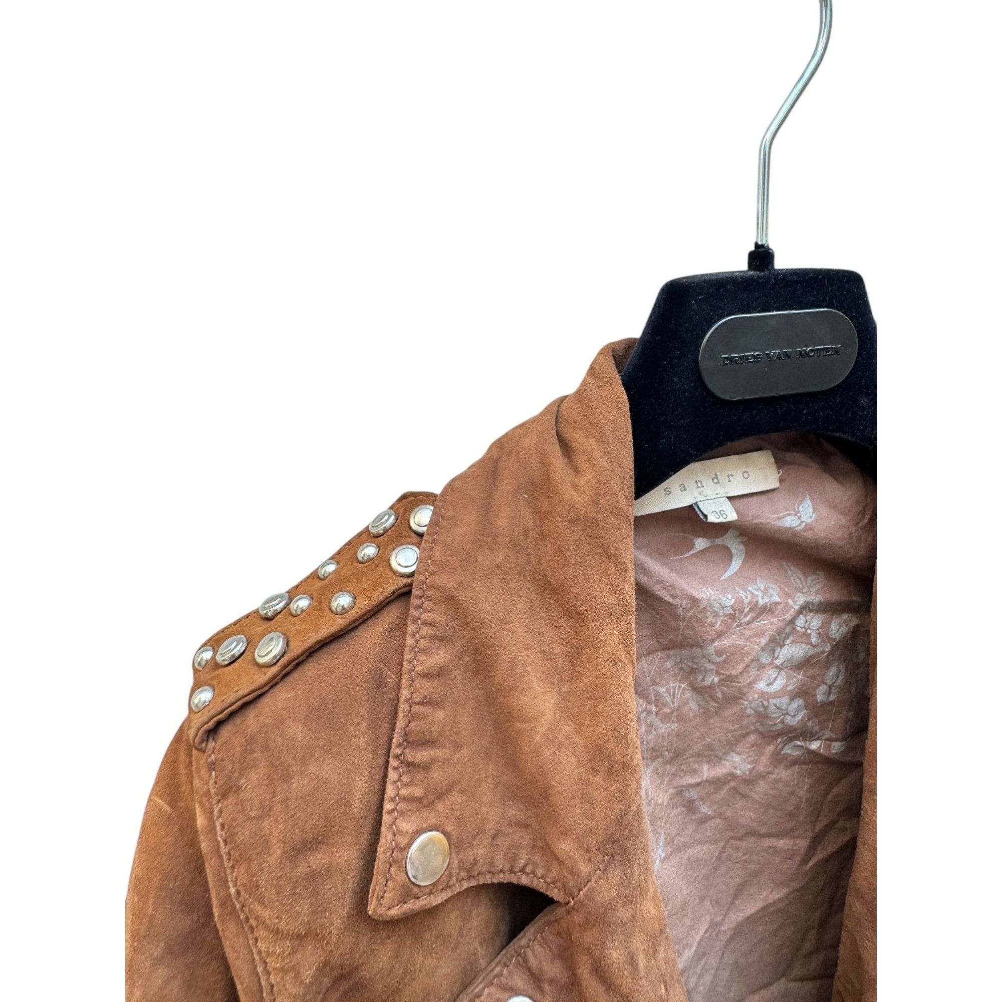 Sandro Brown Goat suede leather jacket Size XS / US 0-2 / IT 36-38 - 4 Thumbnail
