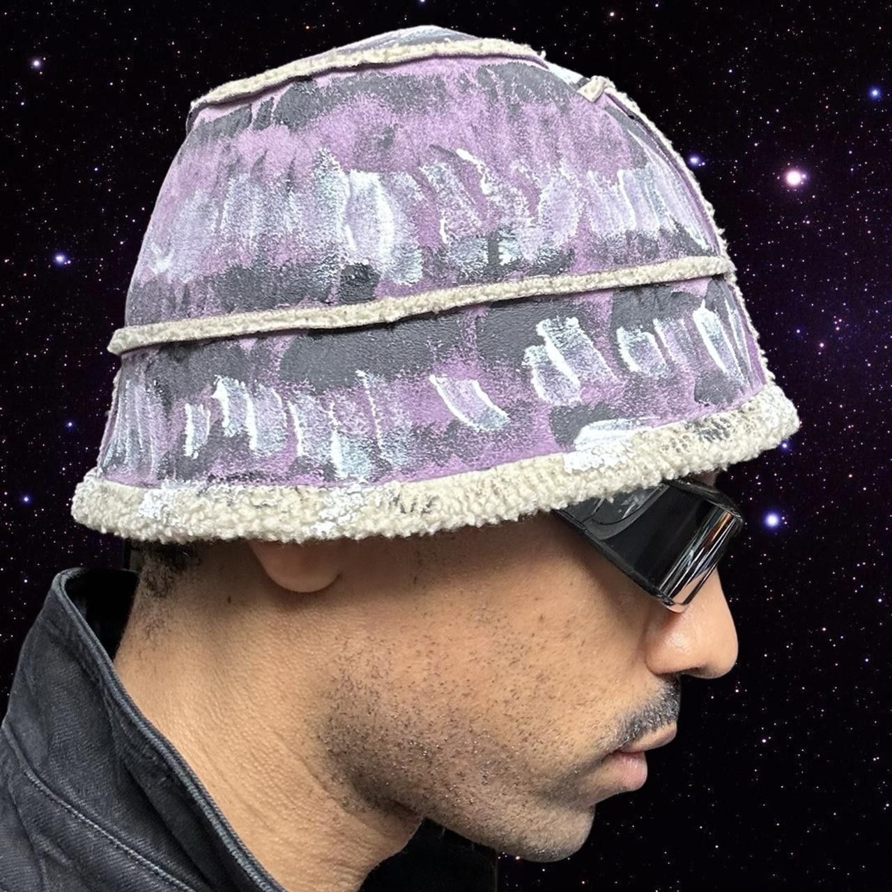 Other ASTROBOI* Lavender Painted Faux Suede Sherpa Bucket Hat Size ONE SIZE - 5 Thumbnail
