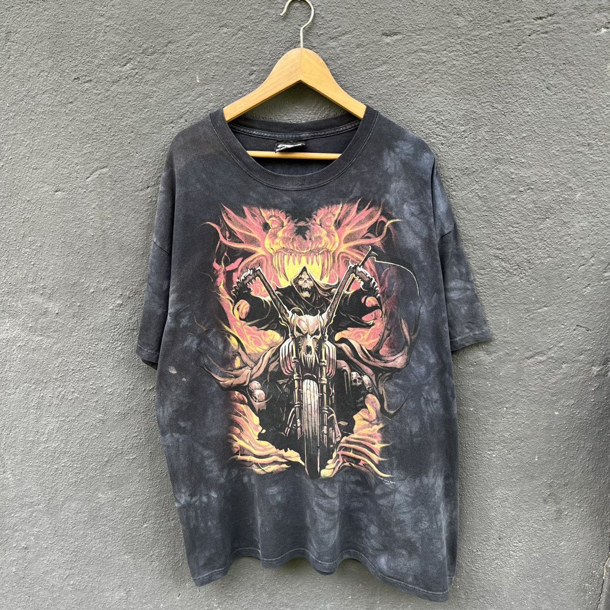 Vintage Thrashed Faded Y2k Skul Bone Tie Dye Tee Size US XXL / EU 58 / 5 - 1 Thumbnail