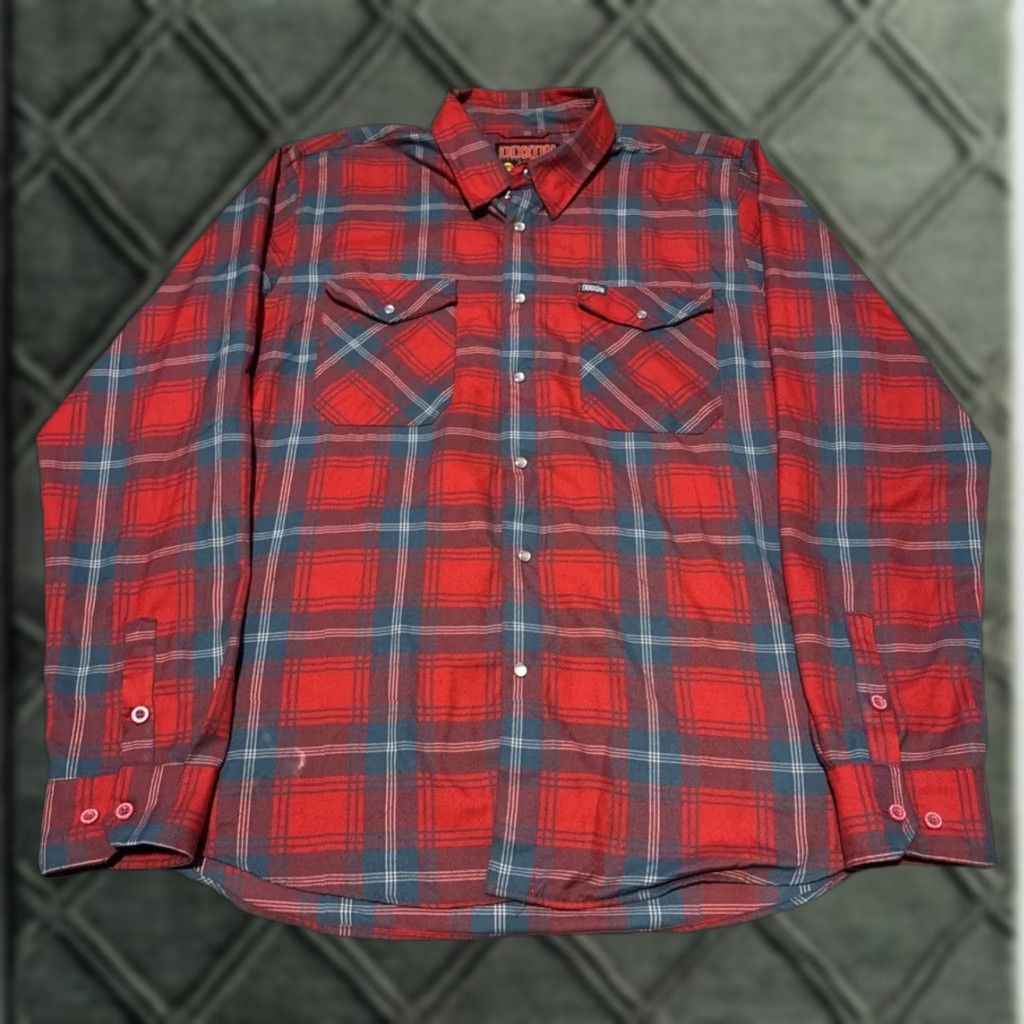 Vintage Dixxon Flannel Shirt Mens 2XLT Red Plaid Pearl Snap L/S Button-Up Embroidered Pockets Limited Edition Christmas Holiday Size US XXL / EU 58 / 5 - 1 Thumbnail