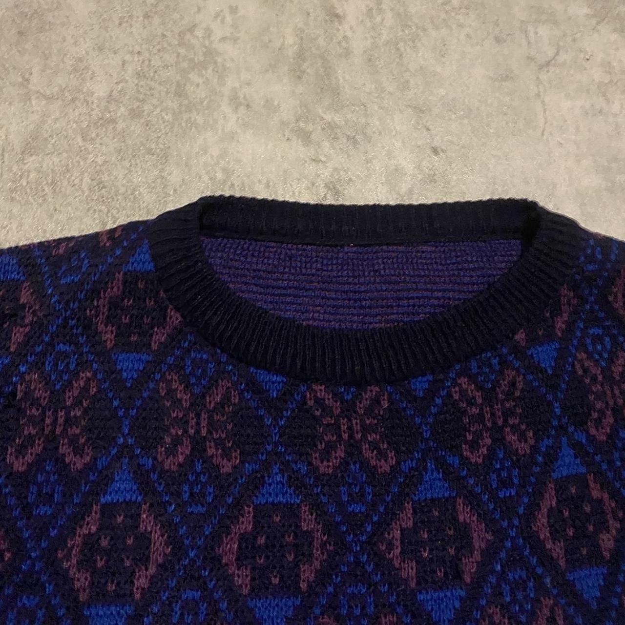 Other Blue and purple vintage 90s knit sweater streetwear Boxy Size L / US 10 / IT 46 - 4 Thumbnail