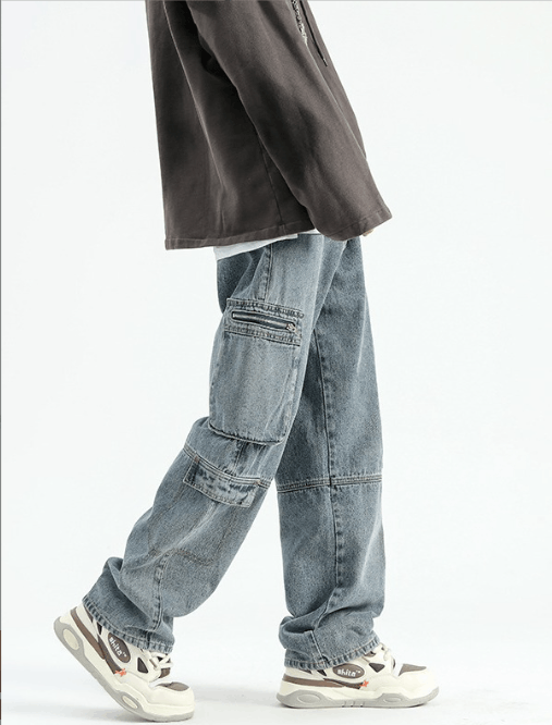 Japanese Brand Men's functional straight loose cargo jeans y2k Size US 32 / EU 48 - 4 Thumbnail