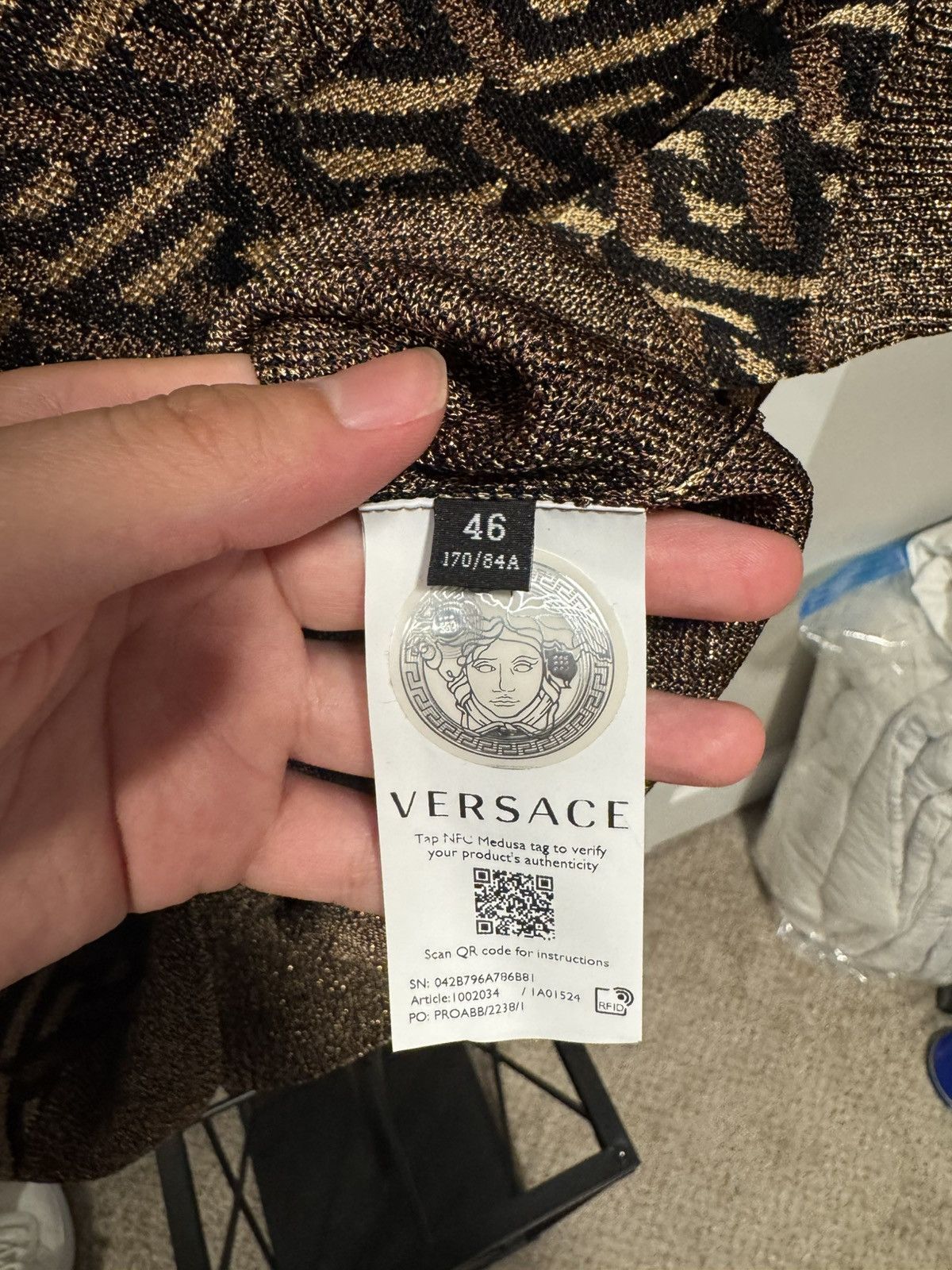 Versace Versace Black & Gold Jacquard Metallic Monogram Vest Size US S / EU 44-46 / 1 - 10 Thumbnail