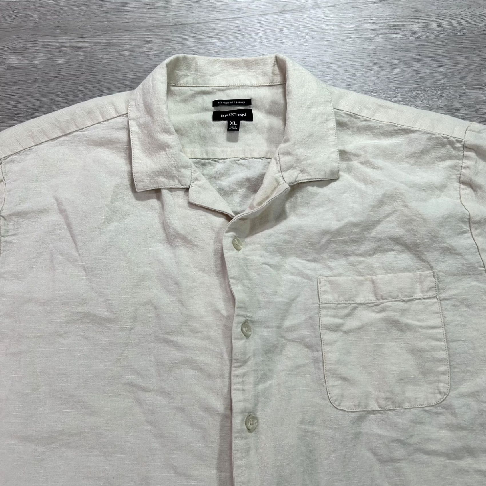 Brixton Brixton Shirt Mens XL Relaxed Fit Bunker Short Sleeve Linen Blend Button Up Size US XL / EU 56 / 4 - 3 Thumbnail