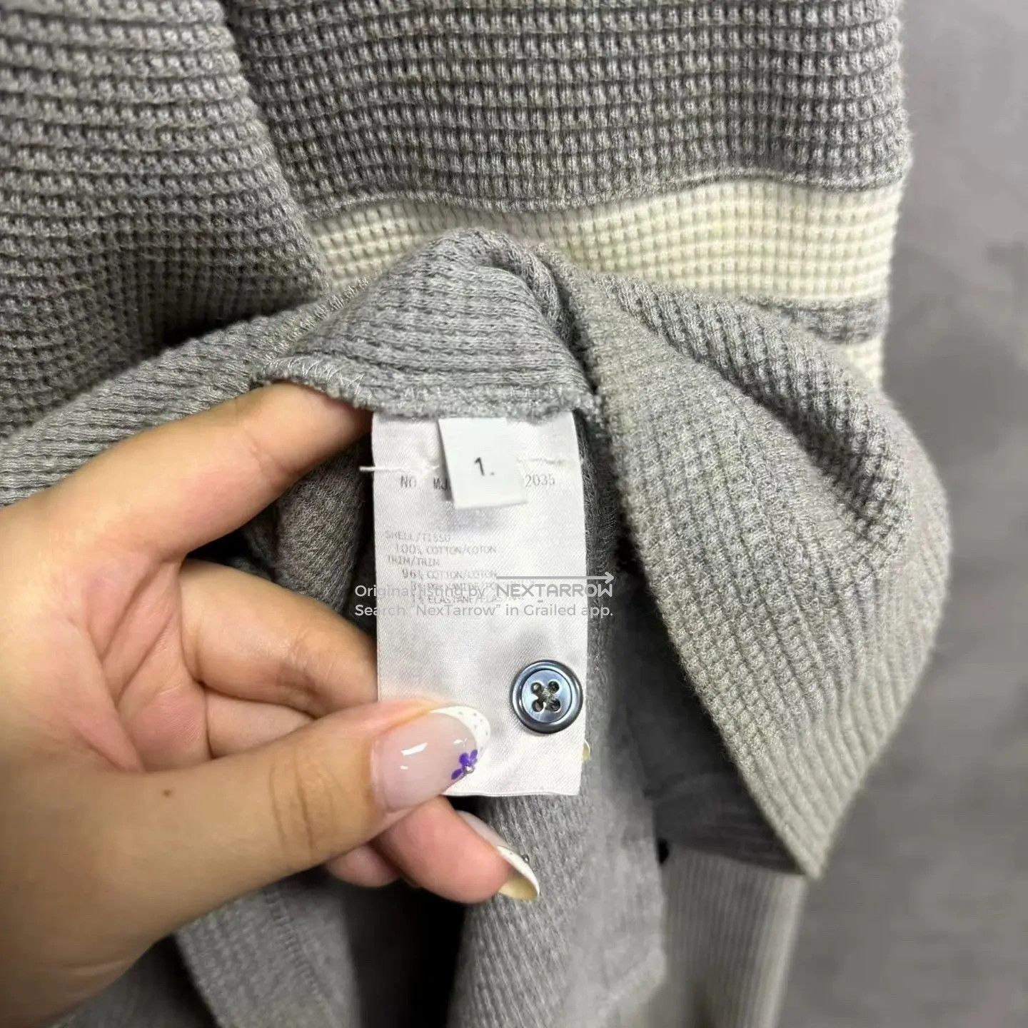 Thom Browne Thom Browne Gray Four-Stripe Waffle Knit Turtleneck Size US S / EU 44-46 / 1 - 3 Thumbnail