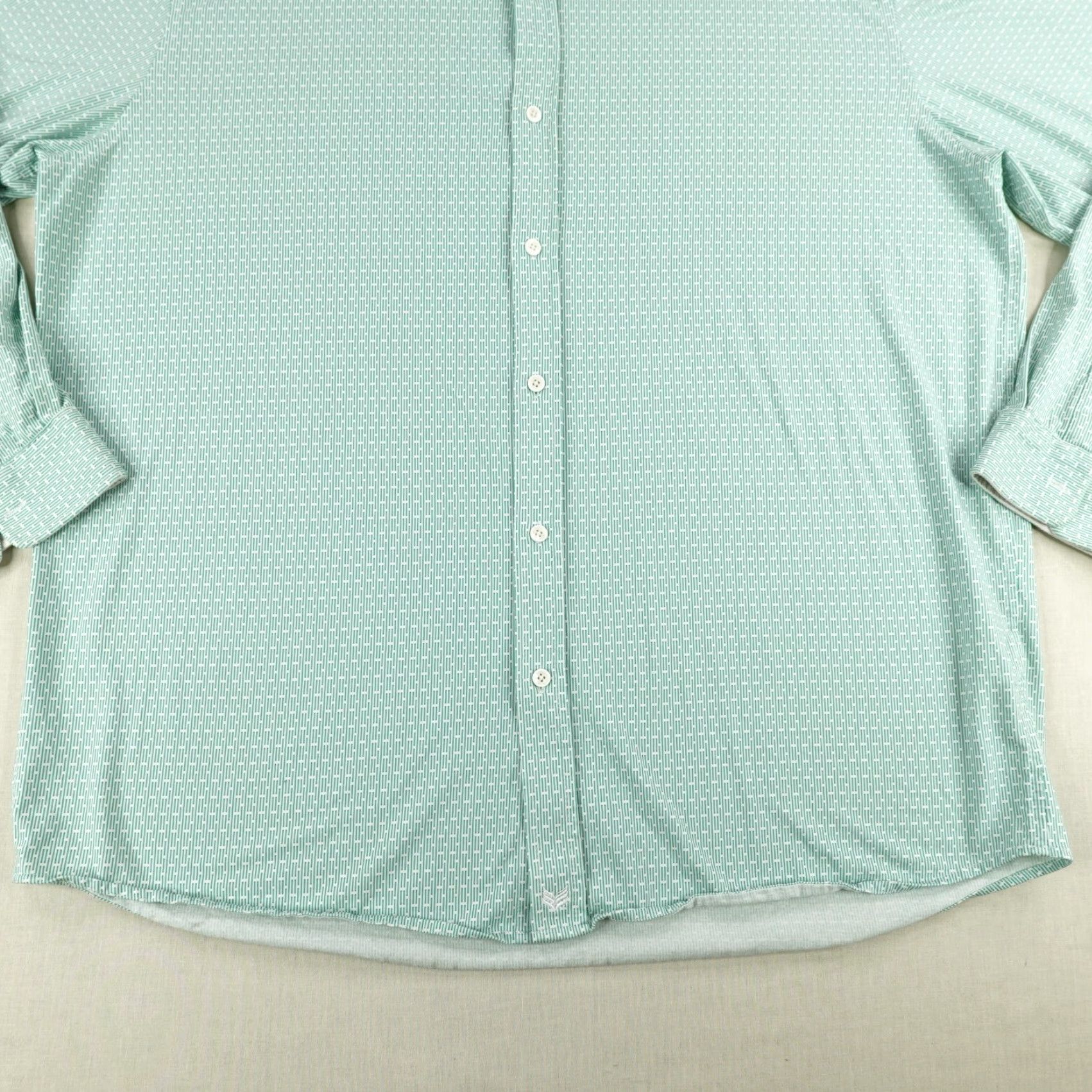 Vintage VINTAGE Buttercloth Shirt Men 3XL Green Geometric Long Sleeve Button Collared Knit Casual Business Formal Size US XXL / EU 58 / 5 - 3 Thumbnail