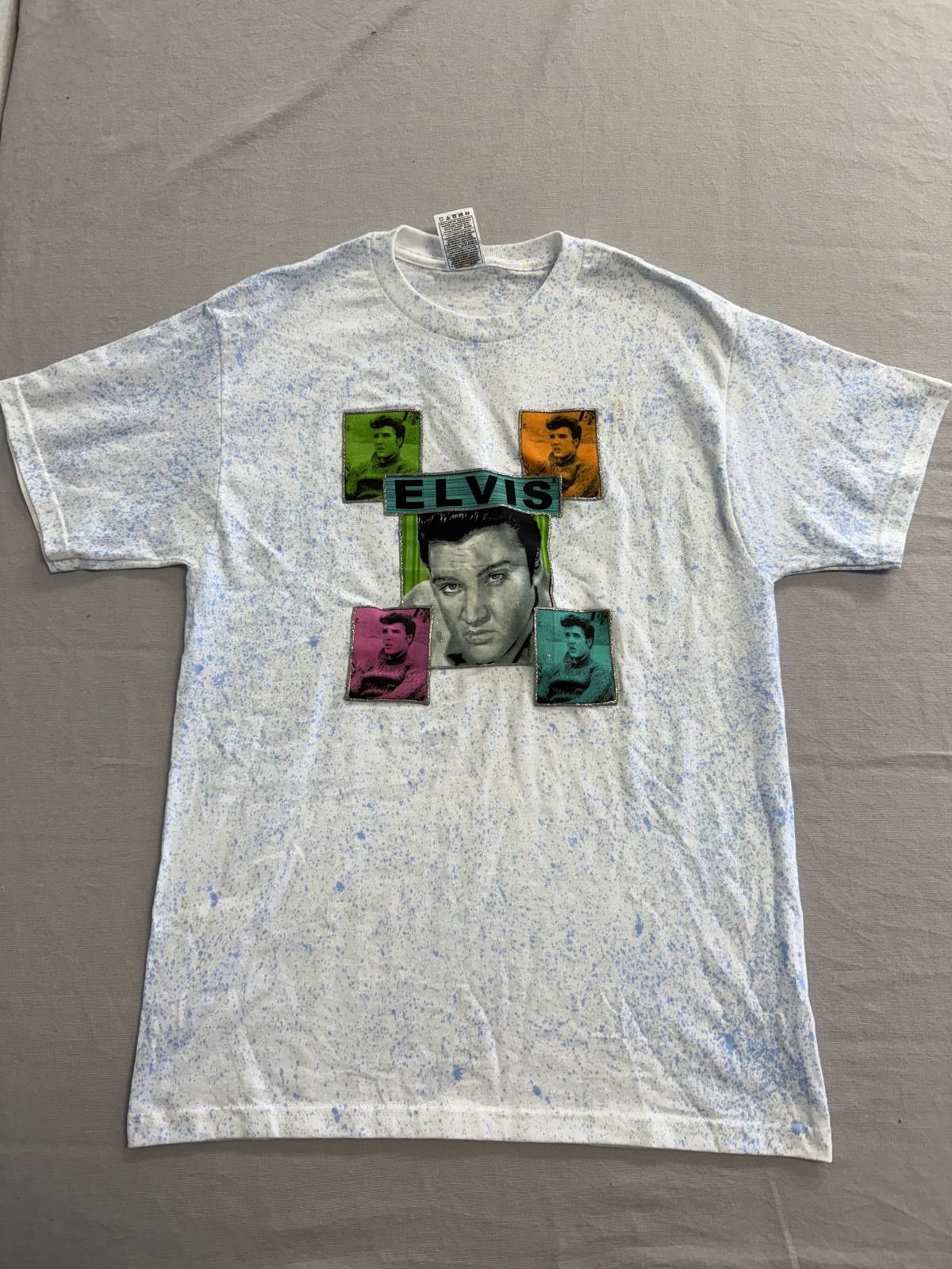 Fruit Of The Loom Elvis Presley T-shirt Splatter Tee Elvis Collage Fan Art - M Size US M / EU 48-50 / 2 - 1 Thumbnail