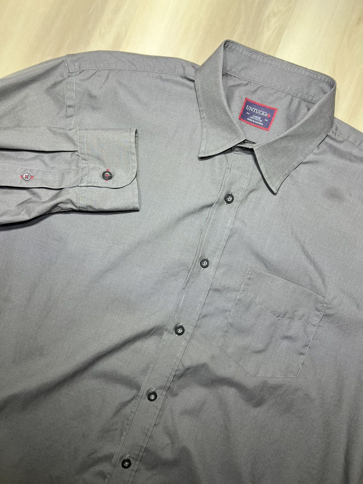 UNTUCKit UNTUCKit Shirt Mens Large Gray Wrinkle Free Button Up Pocket Size US L / EU 52-54 / 3 - 1 Thumbnail