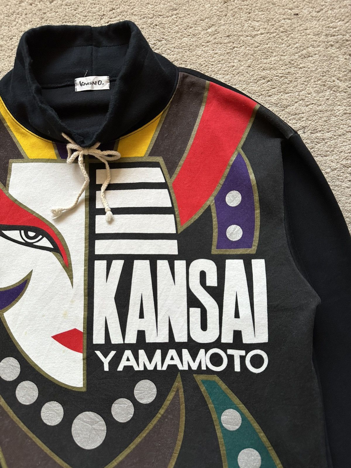 Kansai Yamamoto 1990s Kansai Yamamoto O2 Kabuki Face High Neck Sweatshirt Size US L / EU 52-54 / 3 - 3 Thumbnail