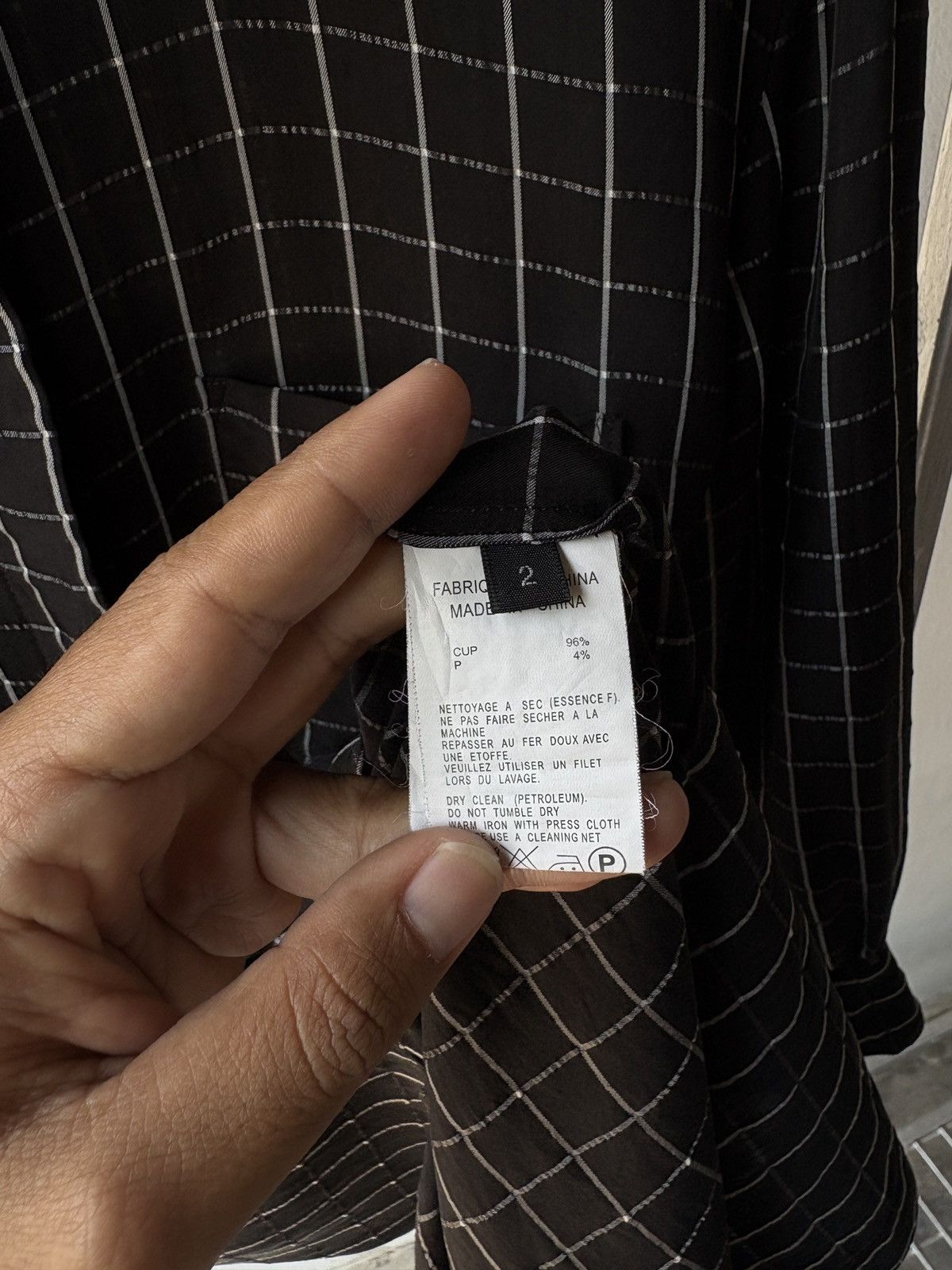 Y's × Yohji Yamamoto Y's Yohji Yamamoto grid black shirt dress. Size XS / US 0-2 / IT 36-38 - 15 Thumbnail