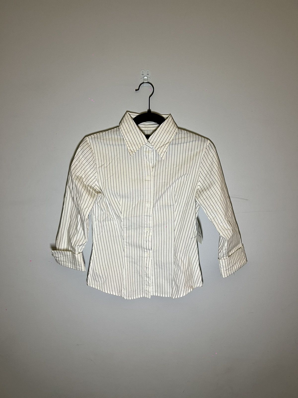 Vintage White Pinstripe Fitted Button Up Size XS / US 0-2 / IT 36-38 - 1 Thumbnail