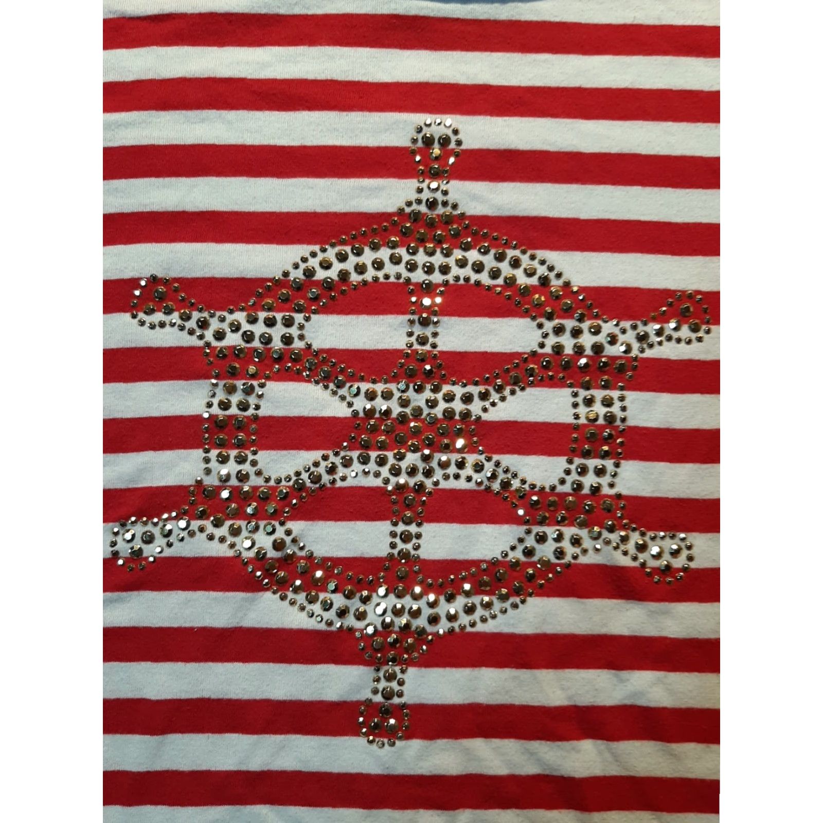 Vintage Newport News Women's Shirt S Striped Nautical Ship Wheel Red White Velvet Top Size S / US 4 / IT 40 - 2 Thumbnail