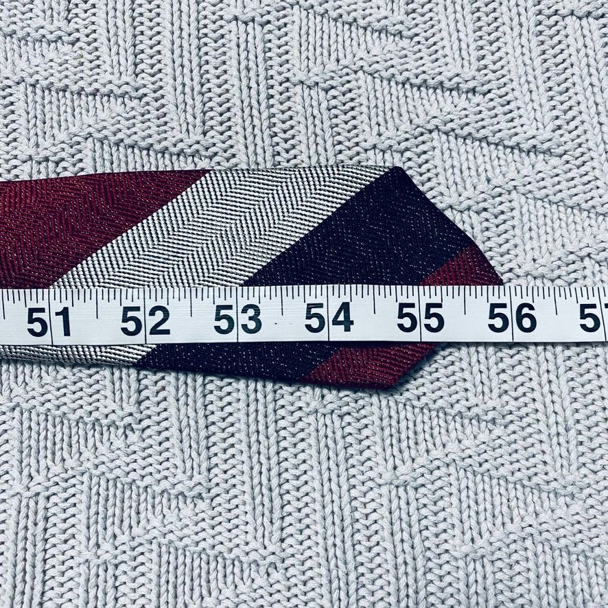 Vintage Vintage Ohrbach's red black and silver striped silk slim tie Size ONE SIZE - 5 Thumbnail