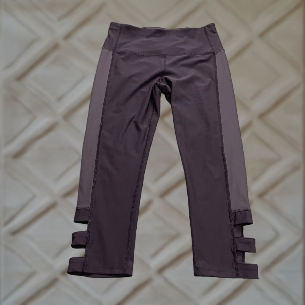 Vintage Apana Leggings Womens Medium 28x22 Purple Compression Active Running Gym Cropped Size 32" / US 10 / IT 46 - 1 Thumbnail