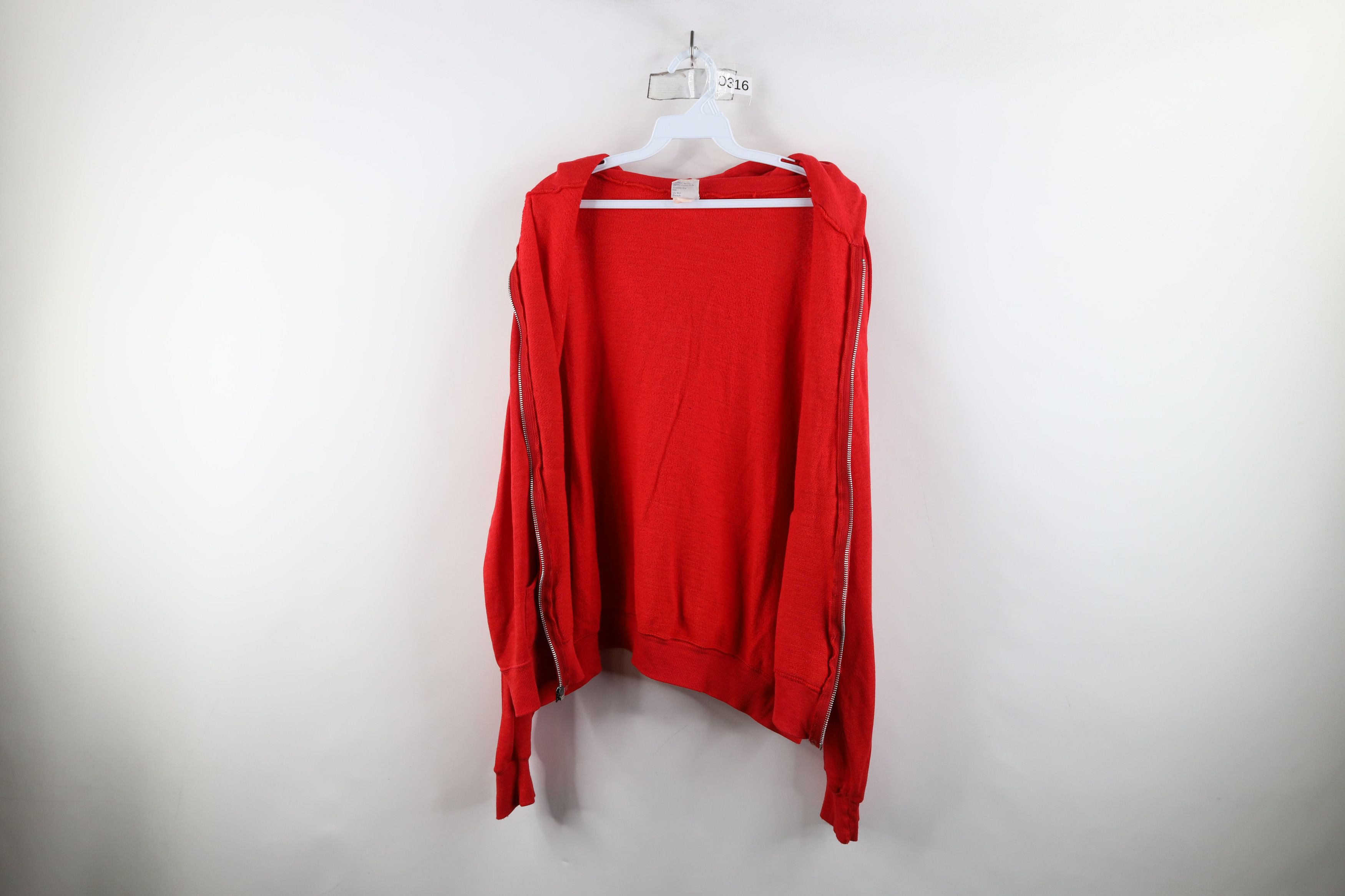 Vintage Vintage 70s Streetwear Blank Thin Full Zip Hoodie Red USA Size US XL / EU 56 / 4 - 12 Thumbnail