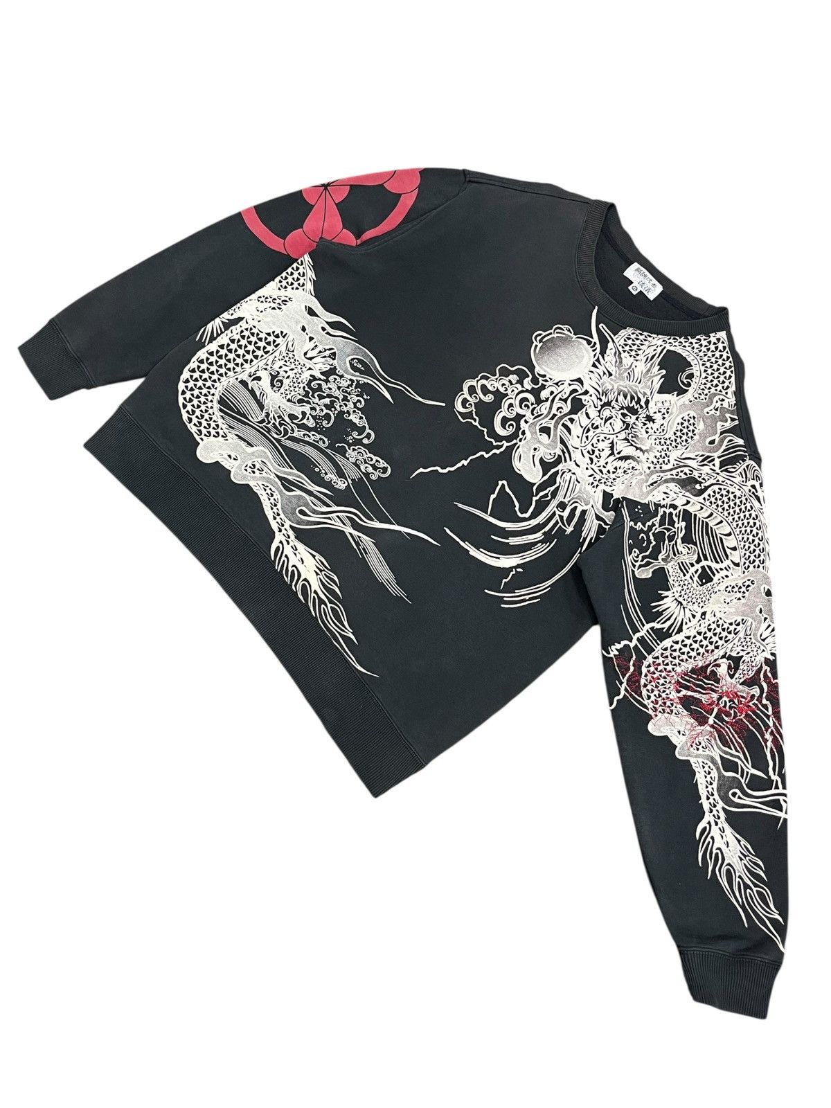 Karakuri Tamashii Karakuri Tamashii Dragon Print Japan Faded Black Sweater Size US XL / EU 56 / 4 - 5 Thumbnail