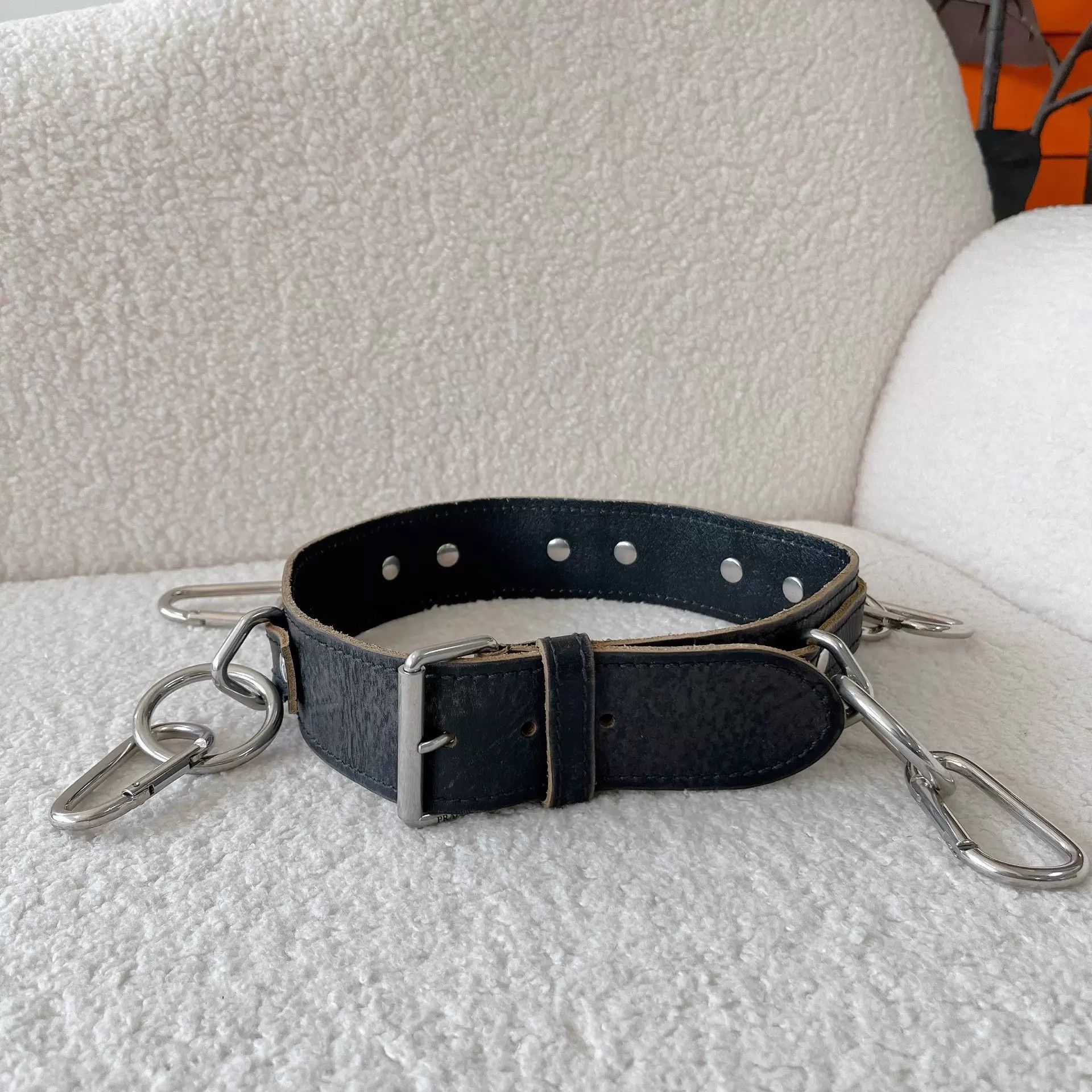 Prada Prada Black Heavyduty Biker Metal Charm Belt Size ONE SIZE - 1 Thumbnail