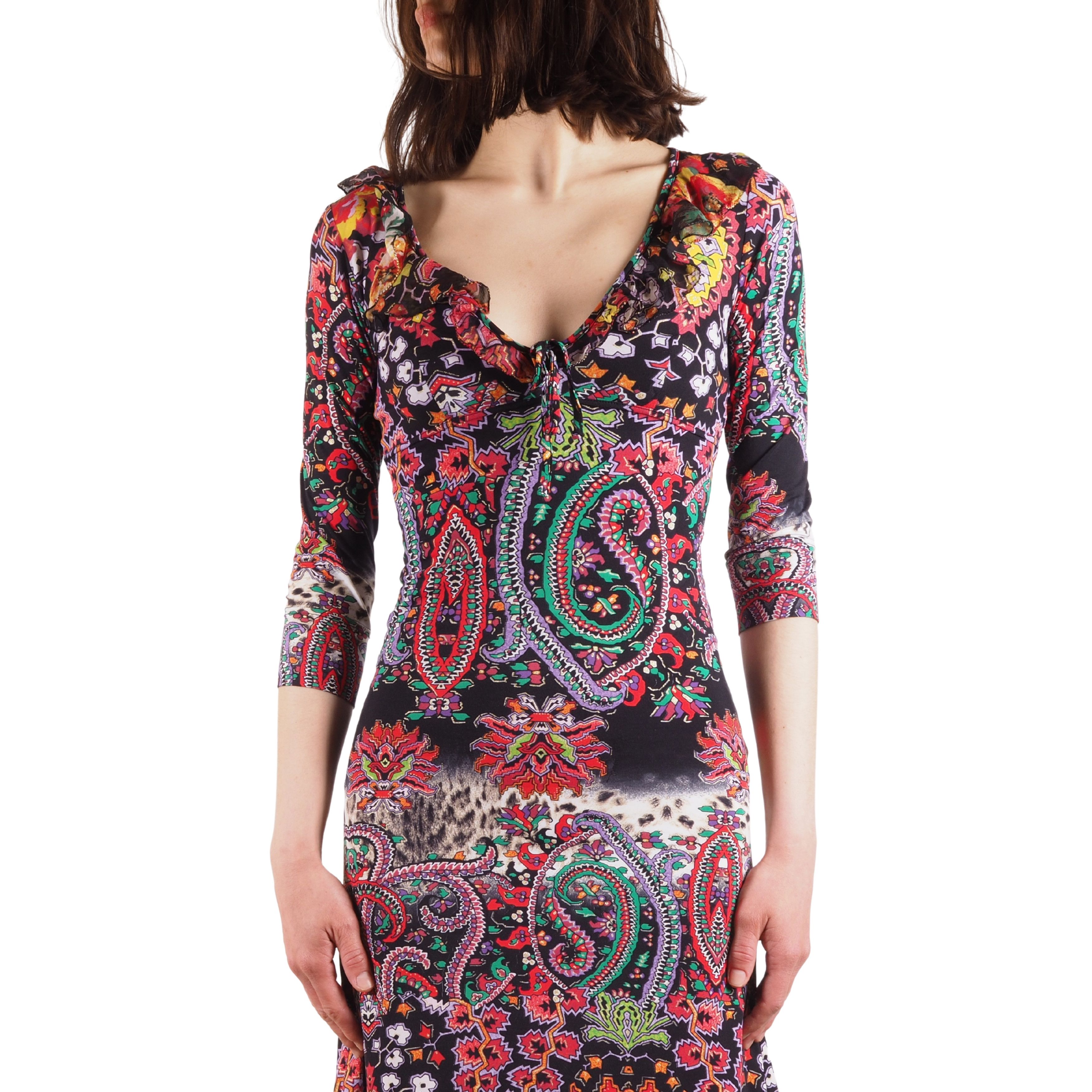 Just Cavalli Just Cavalli Vintage Floral Paisley Ruffle Midi Dress Size M / US 6-8 / IT 42-44 - 2 Thumbnail