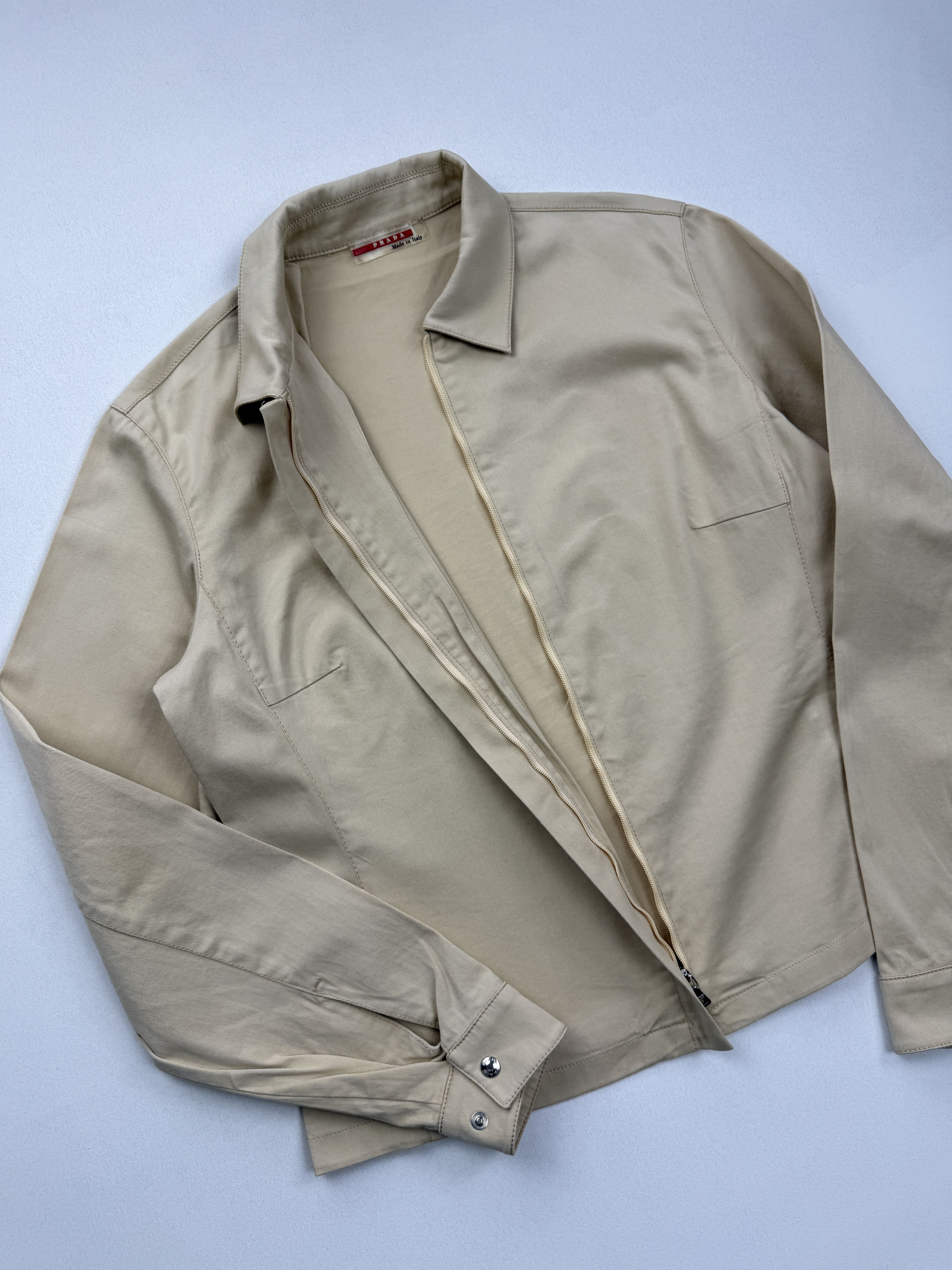 Prada Vintage 00s Prada Beige Full Zip Blazer Shirt Size L / US 10 / IT 46 - 6 Thumbnail