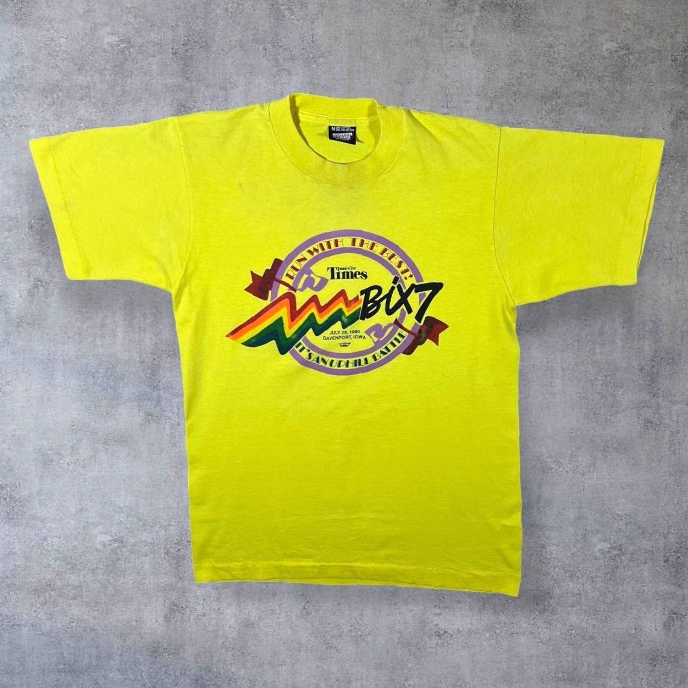 Vintage VINTAGE Screen Stars Run With The Best Davenport, Iowa Single Stitch T-Shirt Small Yellow Mens Shirt XS? Size US S / EU 44-46 / 1 - 2 Thumbnail