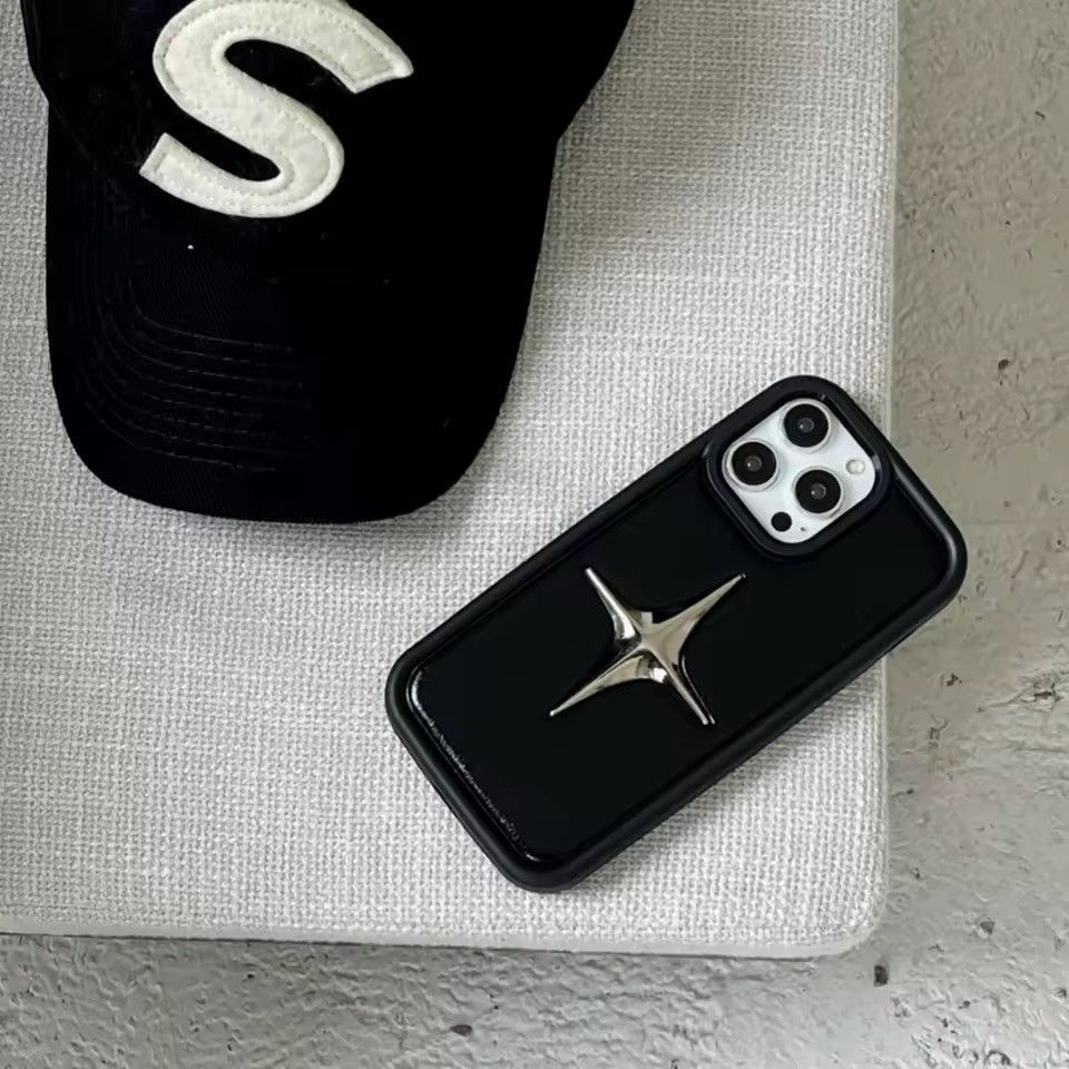 Other Punk PU Leather Metal Star Black Iphone 16 Pro Case Size ONE SIZE - 4 Thumbnail