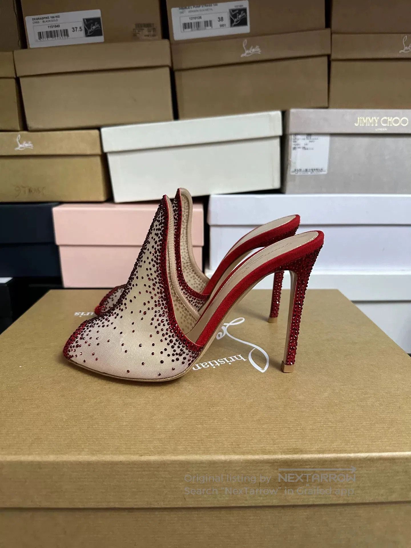Gianvito Rossi Gianvito Rossi Red Rhinestone Heel Sandals. Size US 6.5 / IT 36.5 - 3 Thumbnail