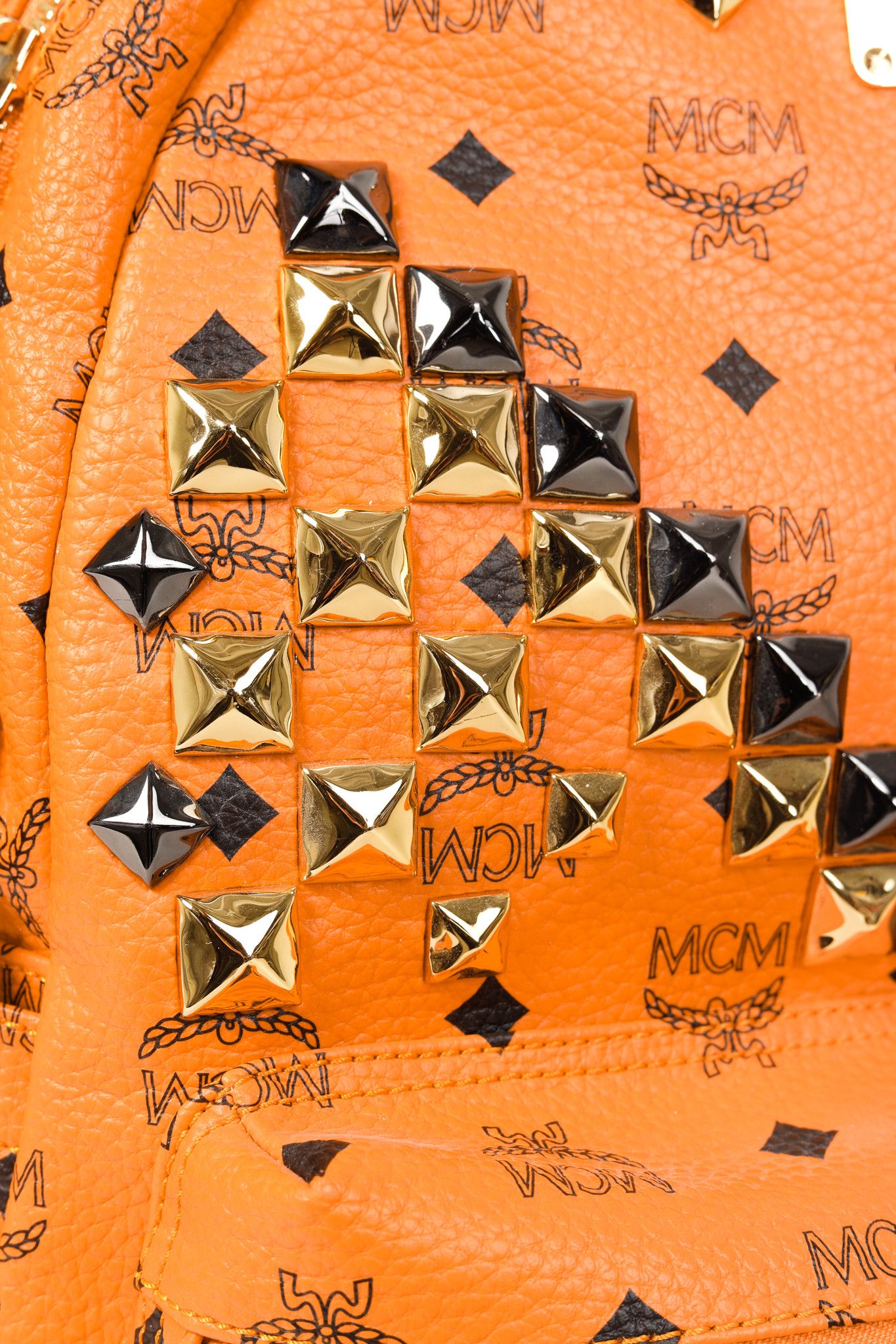 MCM MCM Stark Metal Studs Orange Monogram Backpack Size ONE SIZE - 10 Thumbnail