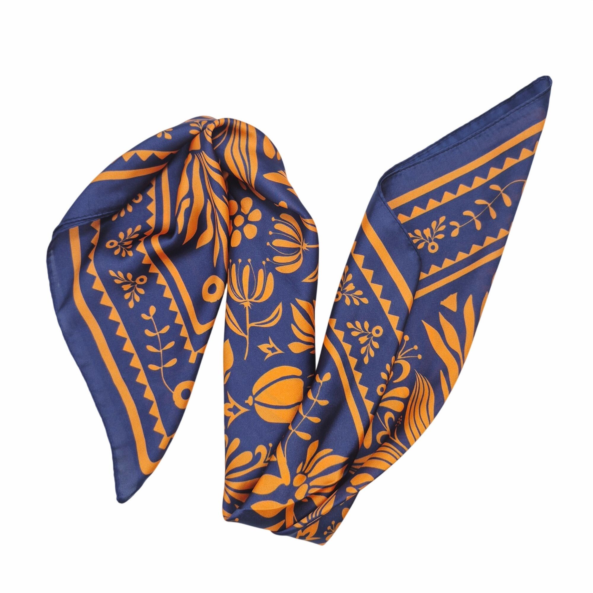 Other ⭐Luxury Floral Botanical Geometric Blue Orange Silky Soft Sq Size ONE SIZE - 4 Thumbnail