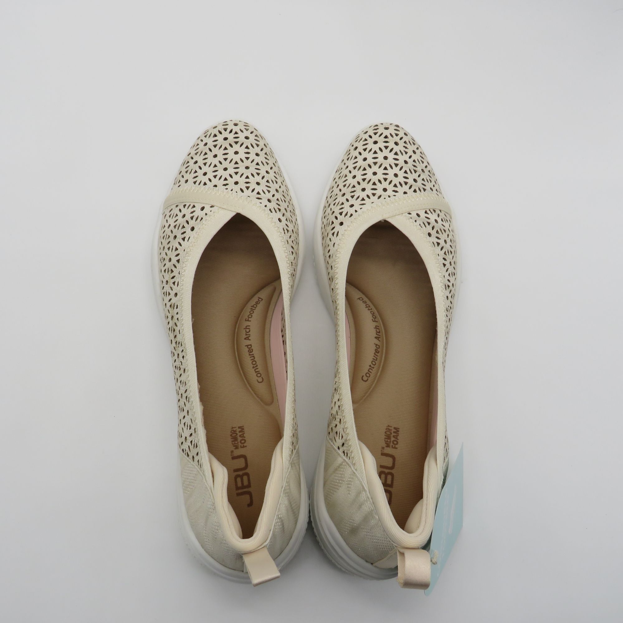 Other JBU Women's Cream Shimmer Laser-Cut Slip-On Flats Size 10 NE Size US 10 / IT 40 - 5 Thumbnail