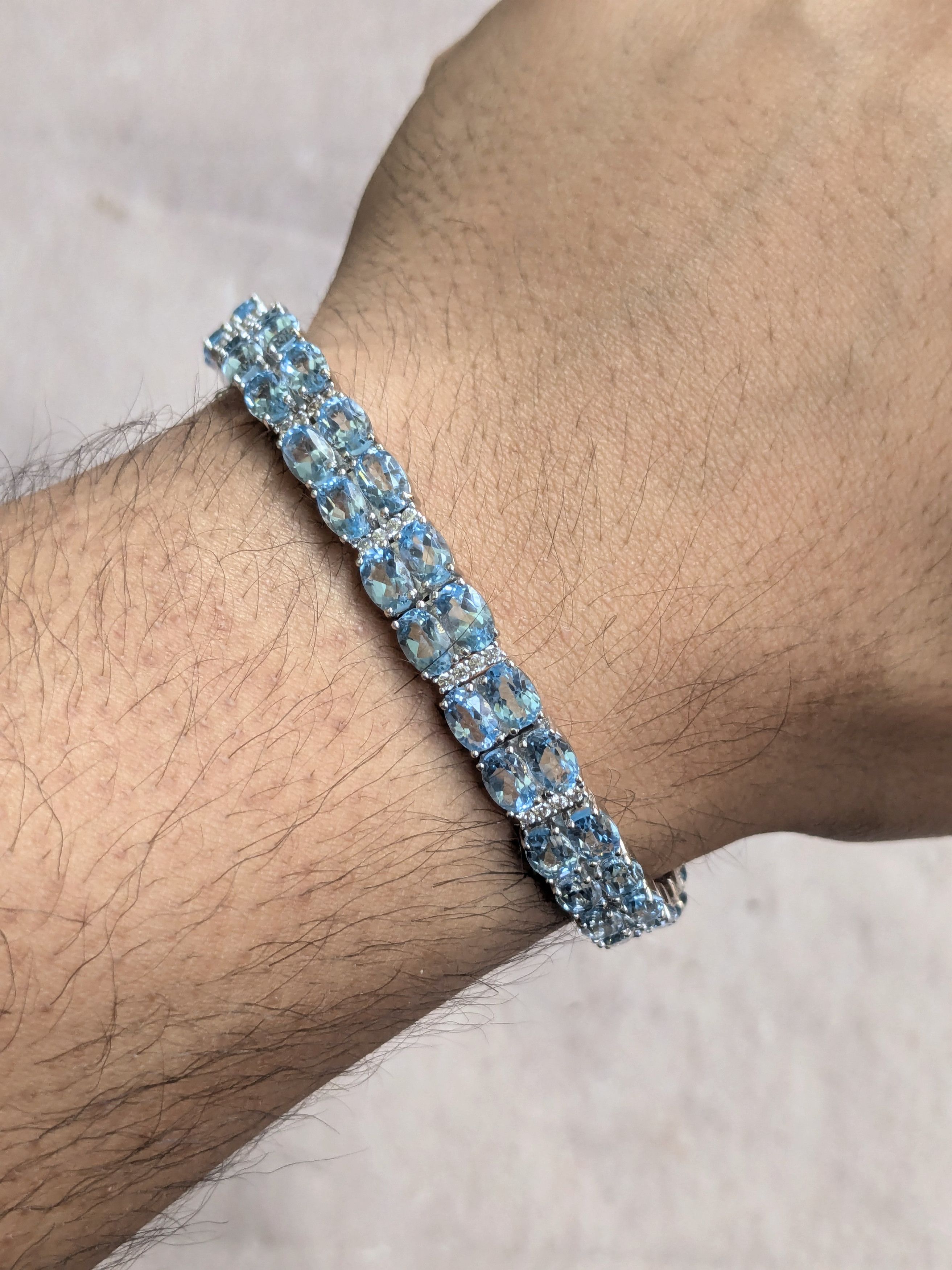 Jewelry Sterling Silver Tennis Bracelet Blue Topaz Oval 7.5 Size ONE SIZE - 8 Thumbnail