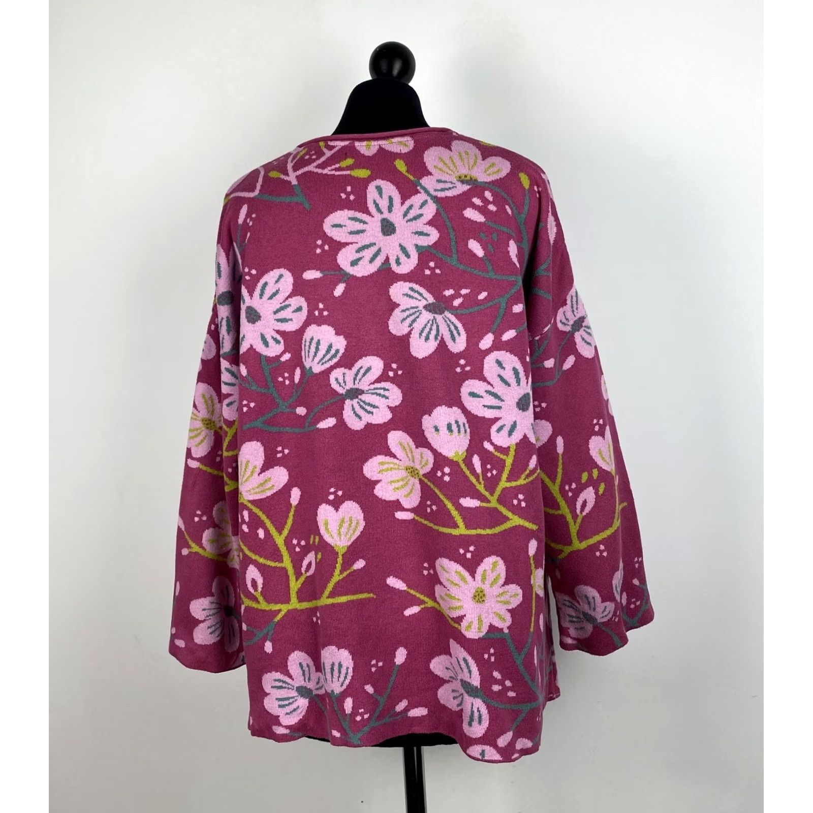 Vintage Gudrun Sjoden Jumper Tunic Shirt Womens L Pink Floral Knit Organic Cotton Boho Scandinavian Size L / US 10 / IT 46 - 4 Thumbnail