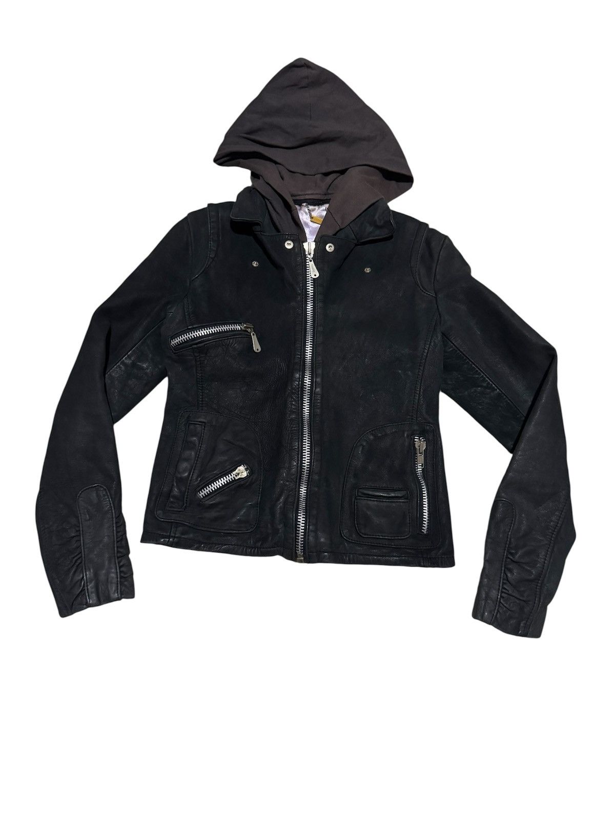 Vtg Doma Horse Leather Biker Hoodie Jacket