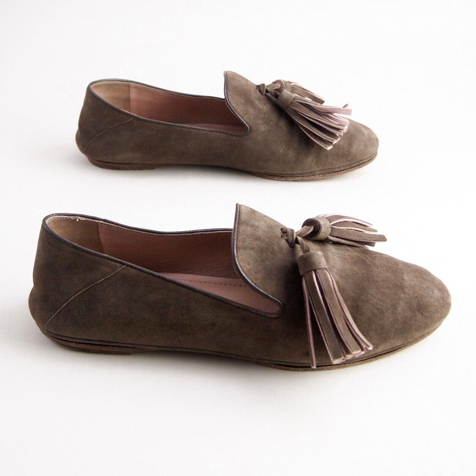 Designer Unutzer Tassel Loafers Brown Suede Womens EU 37.5 US 7.5 Size US 7.5 / IT 37.5 - 4 Thumbnail