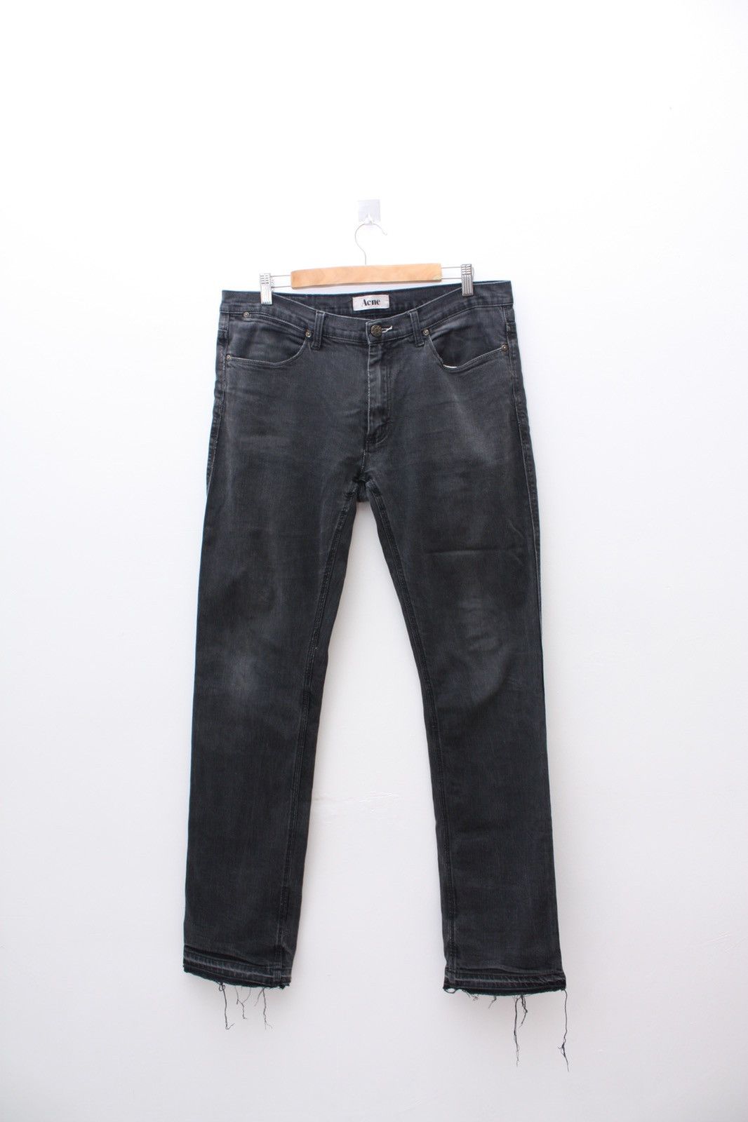 image of Acne Studios Max Cash Distressed Jeans Size 36/34 in Black, Men's